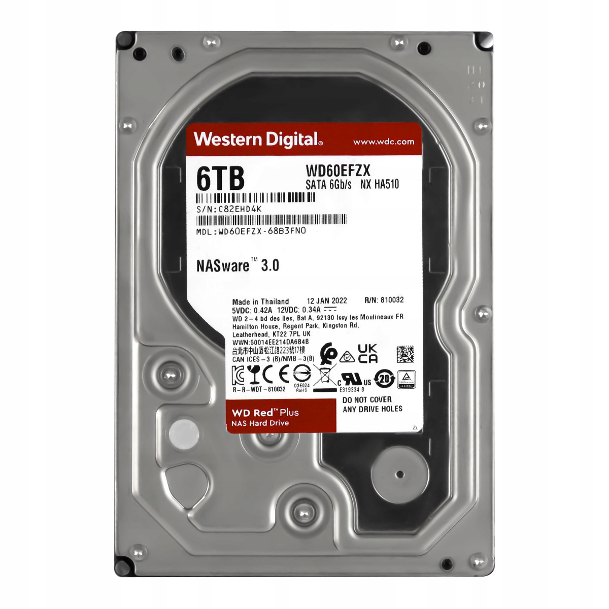 Wd Red Plus 6TB 5.4K 128MB Sata III 3.5'' WD60EFZX Nx HA510