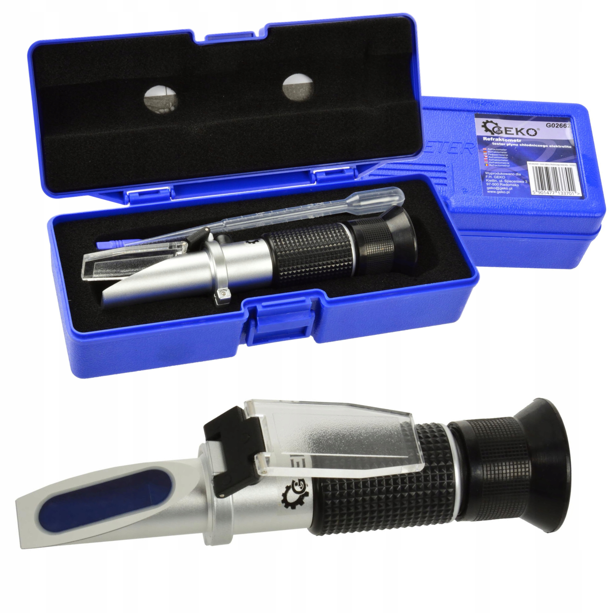 GEKO TESTER REFRAKTOMETR PŁYNU CHŁODNICY GLIKOL ELEKTROLIT 4 FUNKCJE G02662