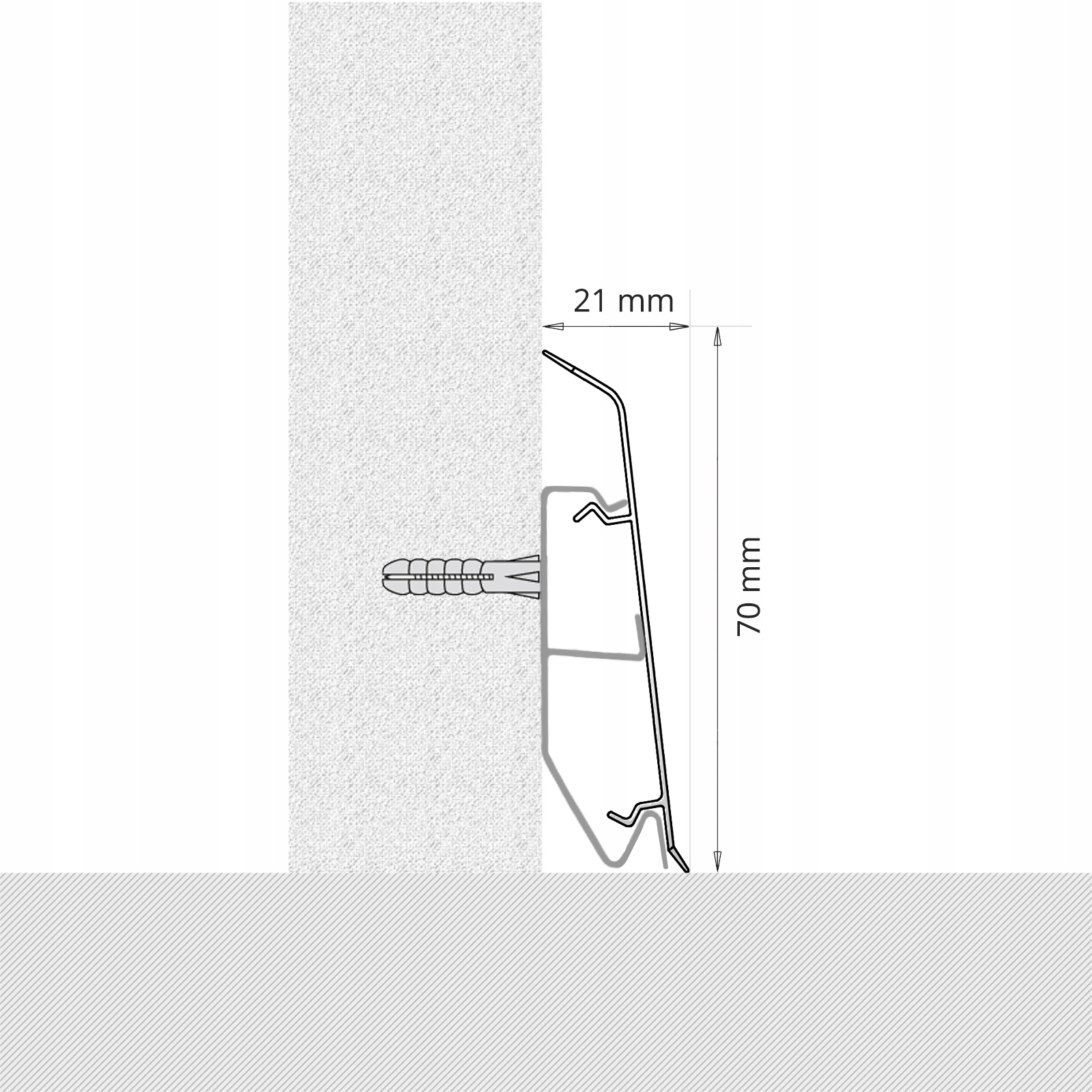 Listwa Przypodłogowa Podłogowa 70mm 2,5mb PCV DĄB EXCLUSIVE Kolor dąb