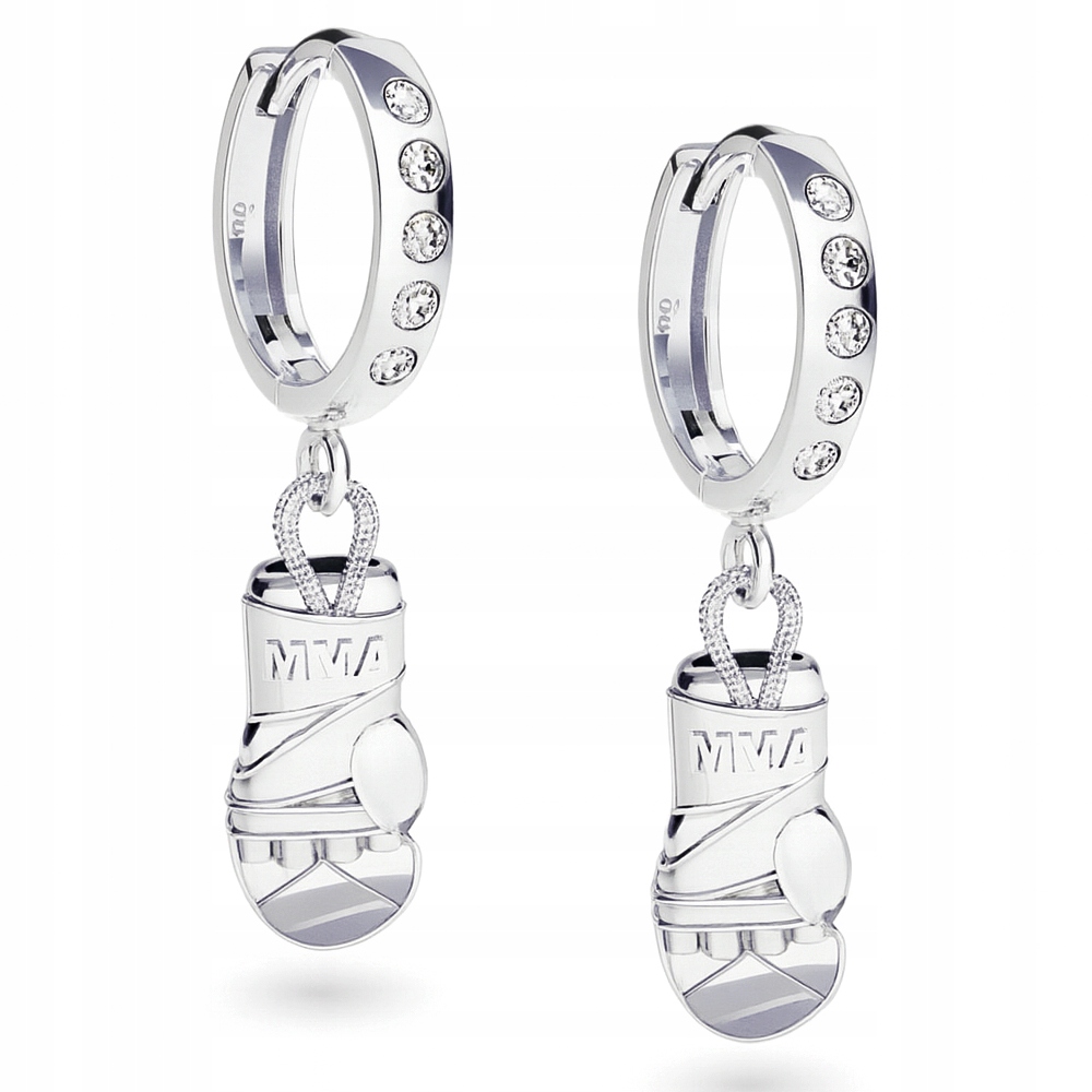 Stříbrné pouta náušnice rukavice, Mma rukavice 3D, Stříbro 925