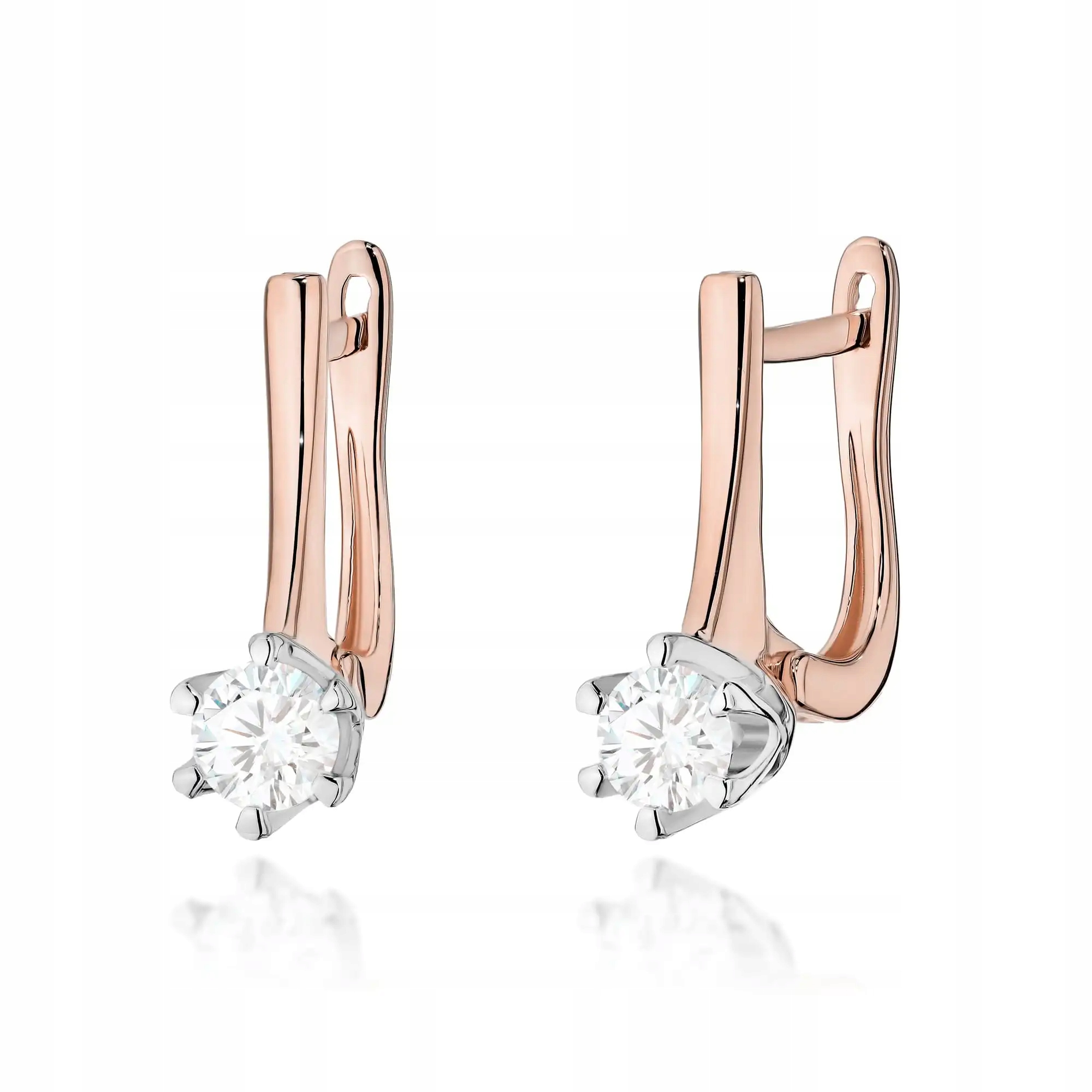 Náušnice zlaté pro ženu 585 s diamantem růžové zlato elegantní módní