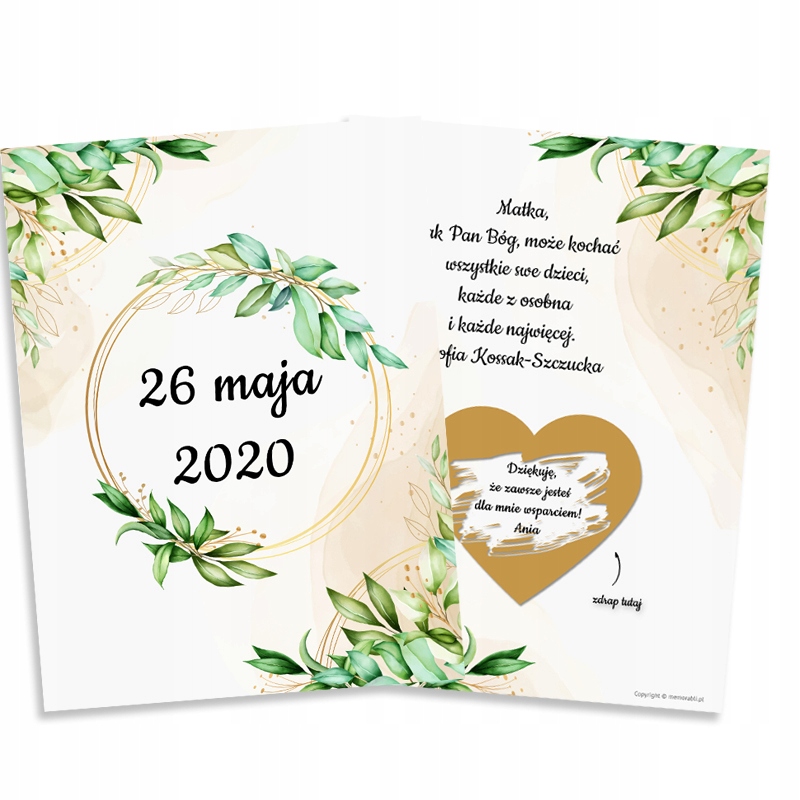 KARTKA ZDRAPKA DZIEŃ MATKI MAMY