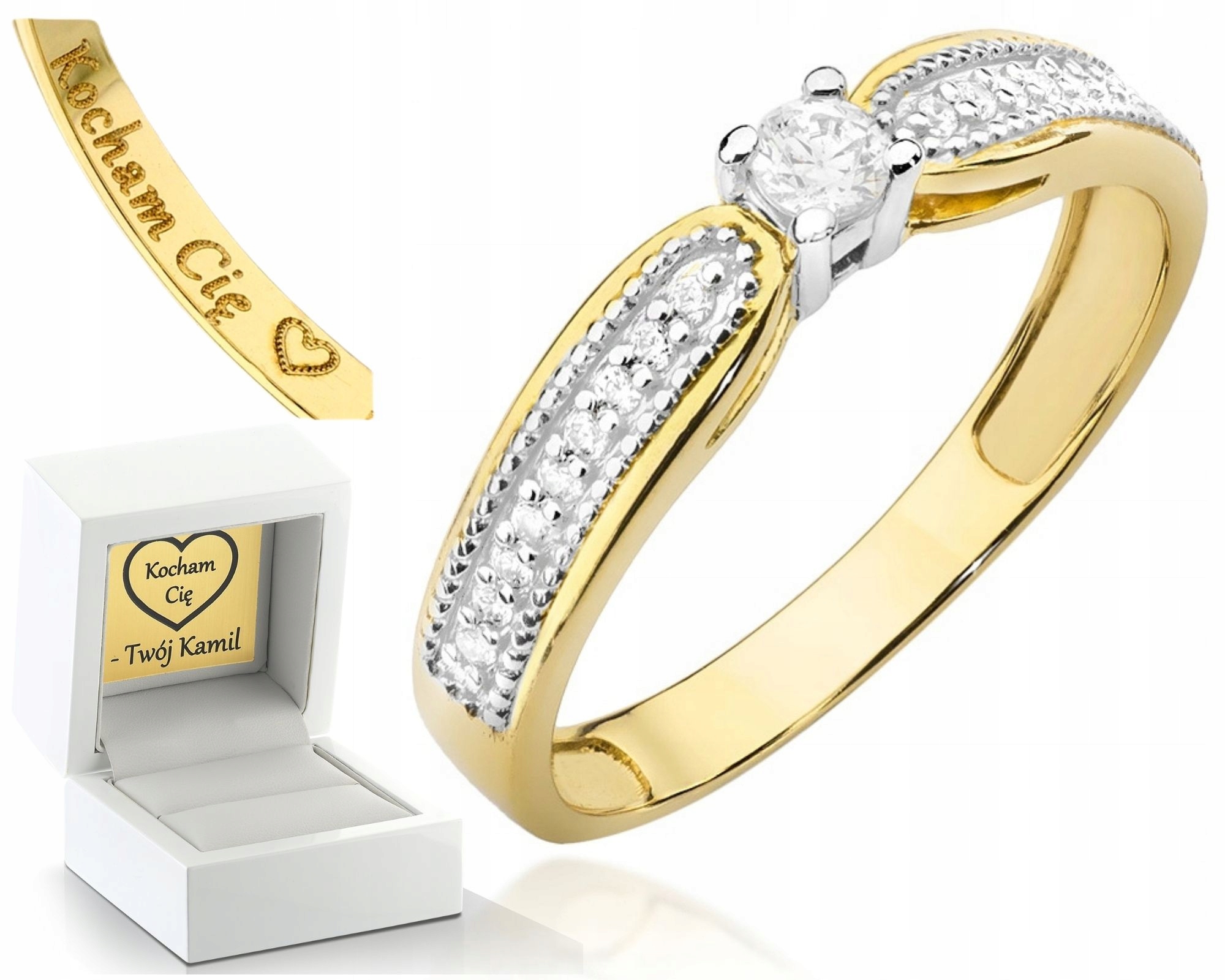 Zlatý Prstýnek S Brilianty Gravírování Bonus 585 Zásnubní Pro Ženu