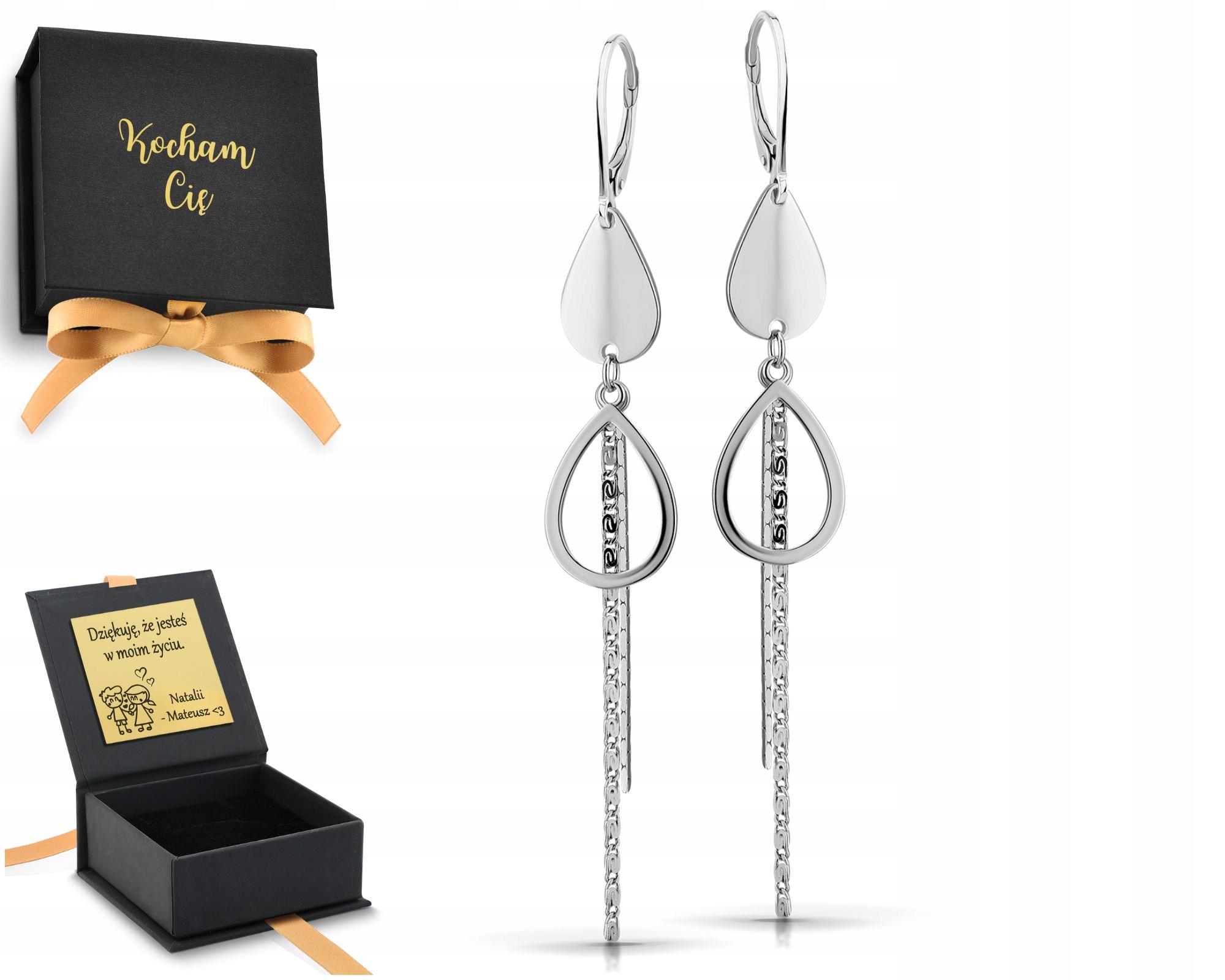 Stříbrné náušnice závěsné ležáky dlouhé řetízky 925 anglické francouzské