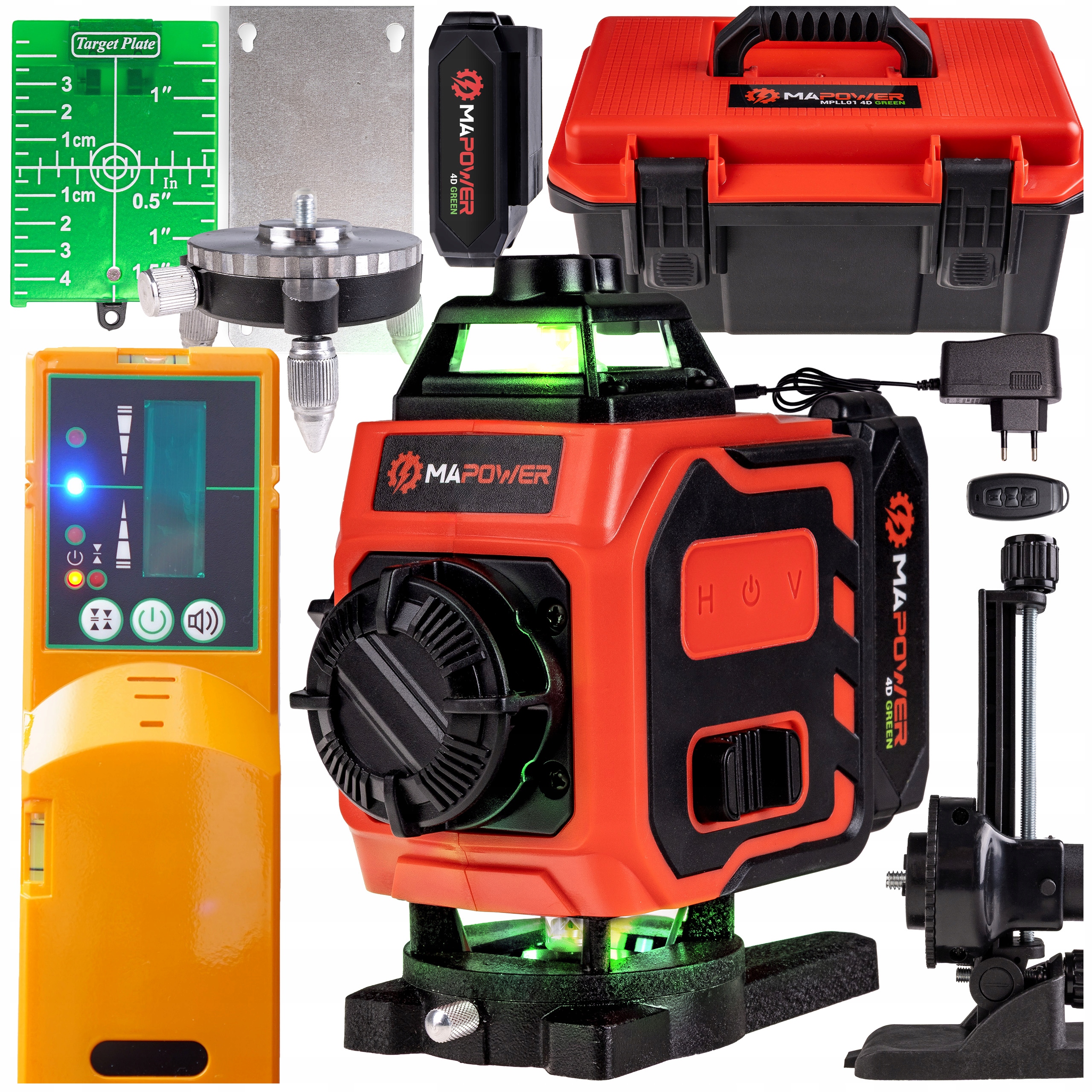 Křížový Laser Laserová Vodováha 4D Rovinný Zelený Detektor Paprsku