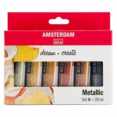 Akrylové barvy Talens Amsterdam Metallic, 6 x 20 ml