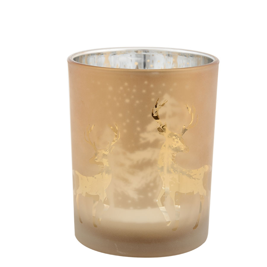 

Świecznik Szklany Złoty 8x7,5 Ozdobny Tealight
