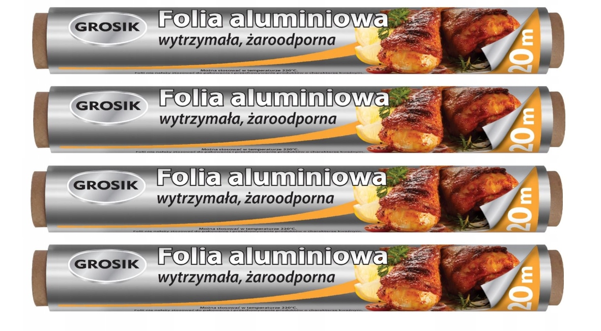 

Grosik Folia Aluminiowa Kuchenna 20M Wytrzymała x4