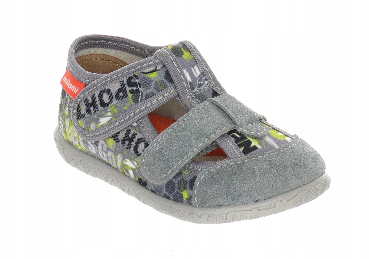 Pantofle Dziecięce Tekstylne Kapcie Milami Grey Football R.25