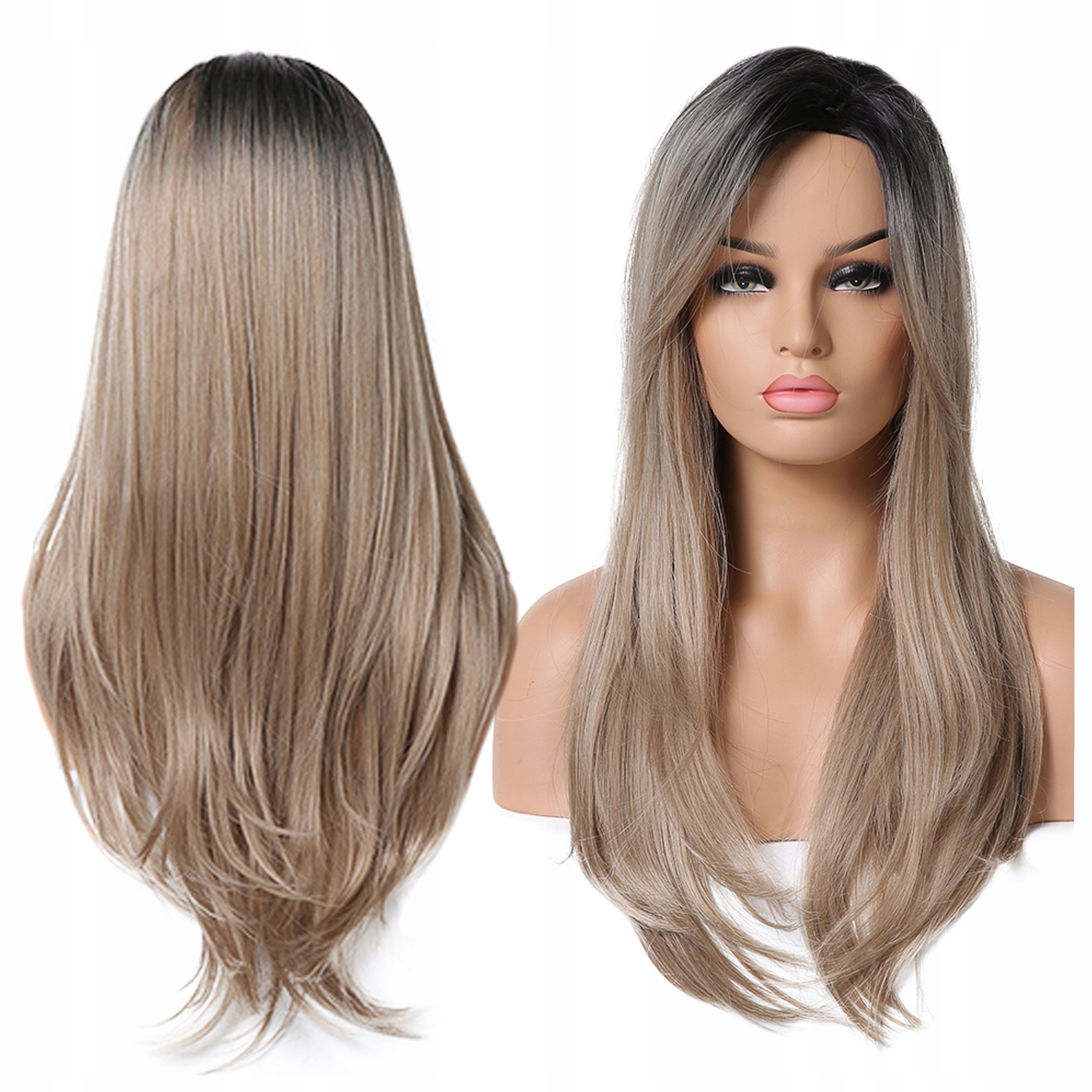 Peruka Blond brąz Ombre długa prosta Jak Naturalne