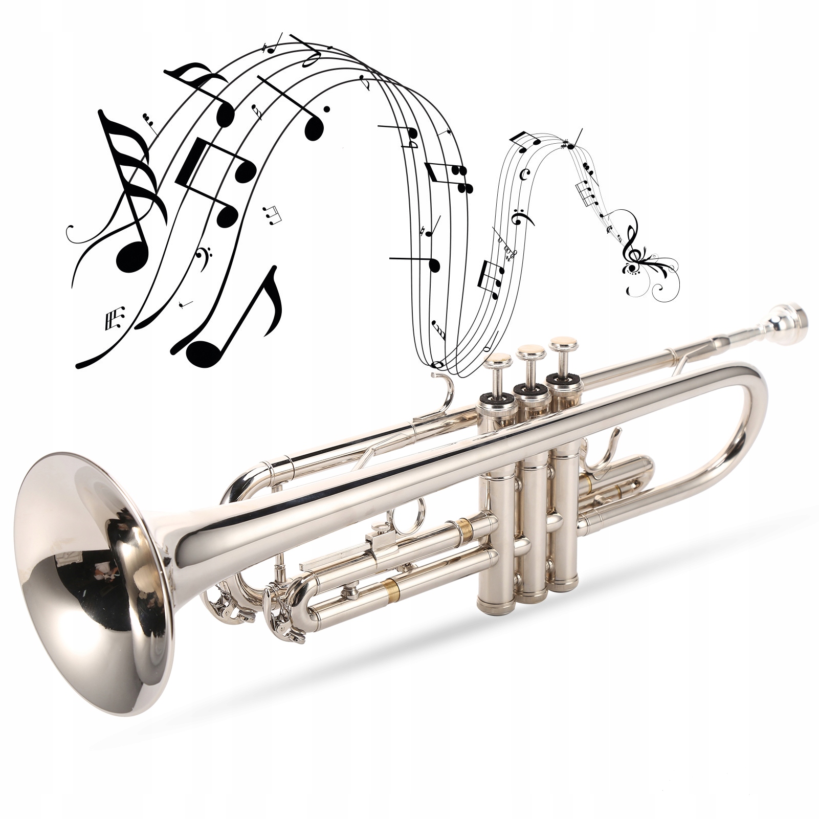 Standardowa trąbka Bb z posrebrzanym ustnikiem Rodzaj wentylowy