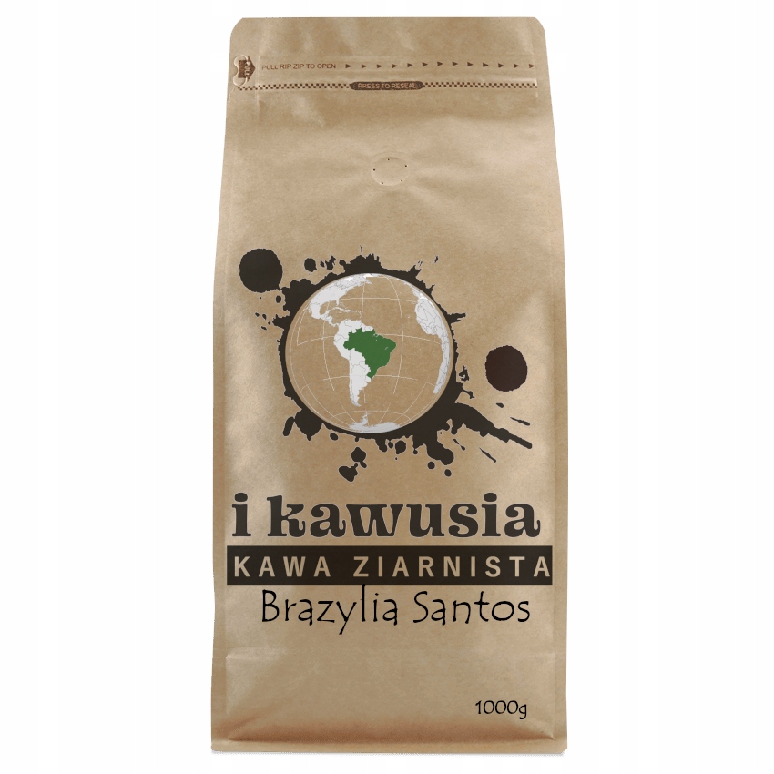 Levně Čerstvě Pražená Káva Zrno 1kg Brazílie Santos 100% Arabica Ikawusia 1000G