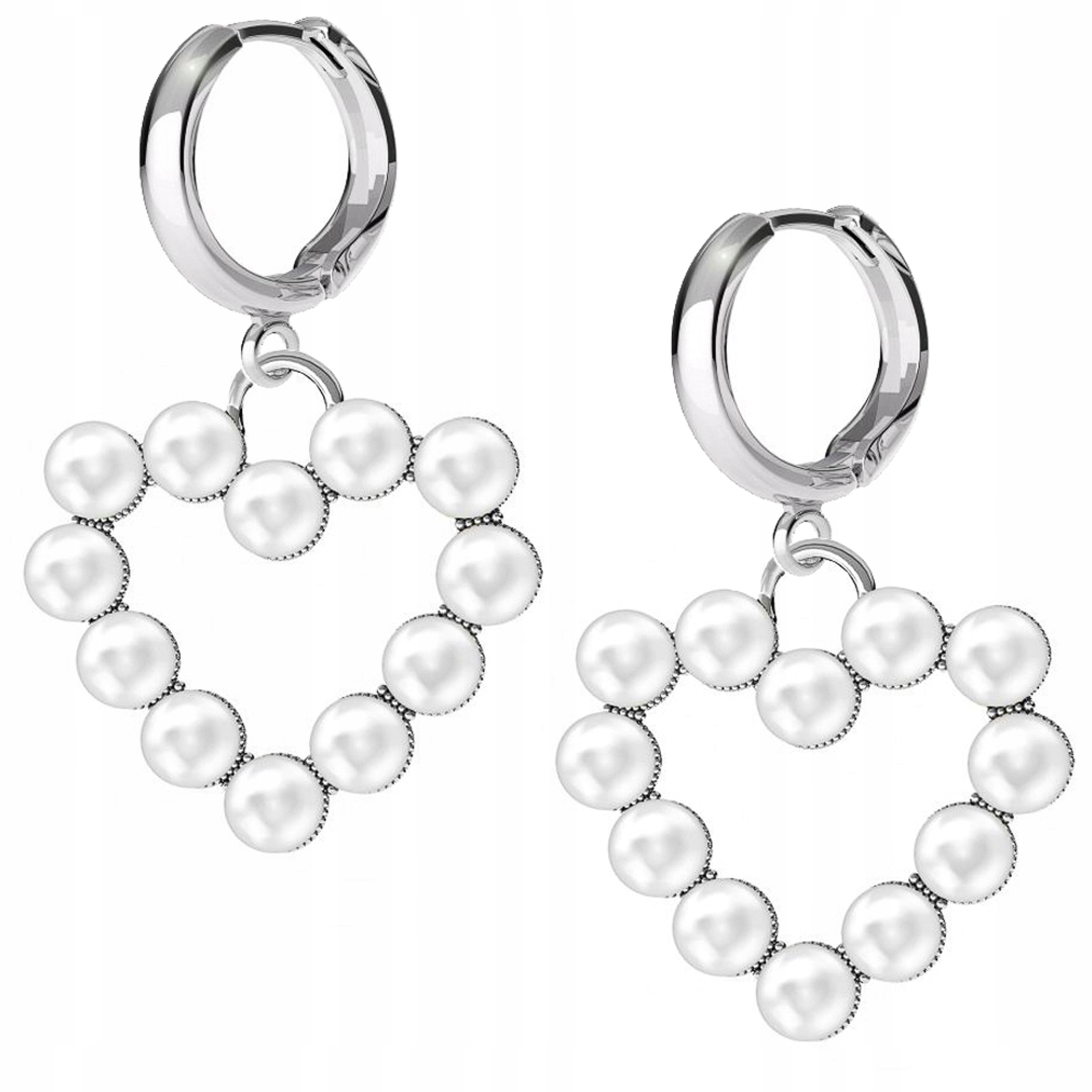 Stříbrné náušnice Srdce s perlami ryzost 925