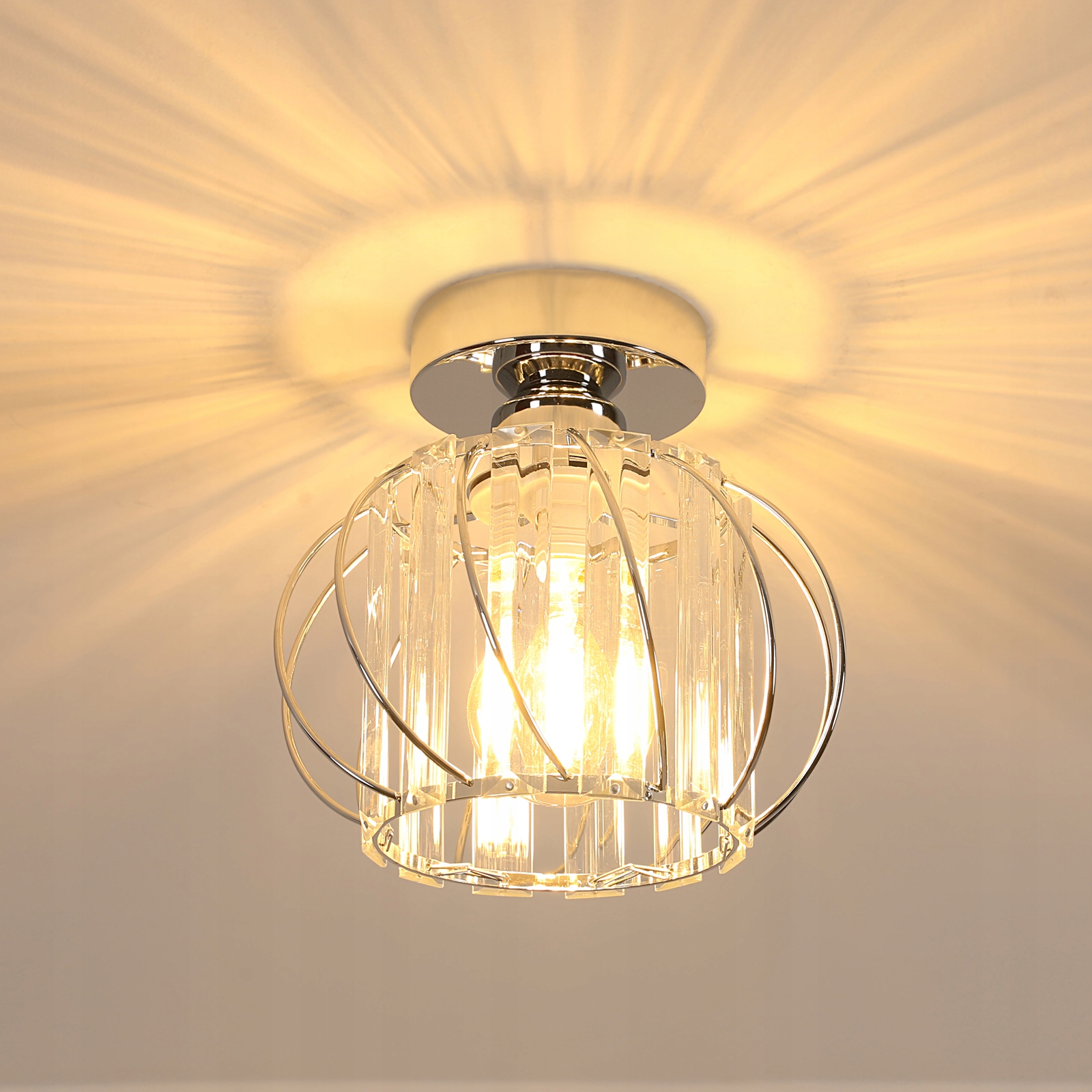 Lampa Wisząca Sufitowa E27 Chromowana Kryształowa Nowoczesna Do Salonu Sypialni