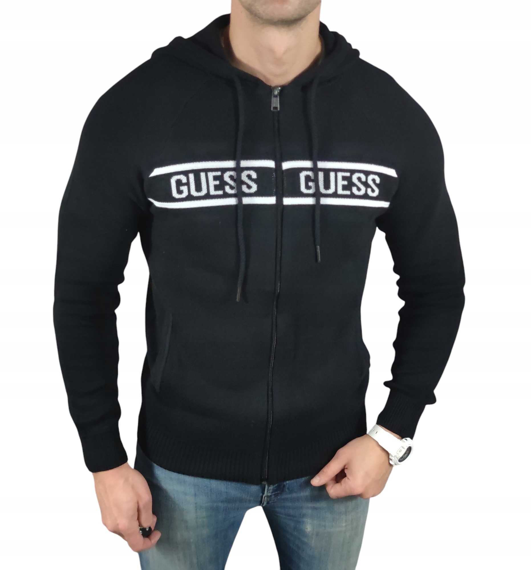 Svetr s kapucí Guess jeans X4BR03 Z27Y0, pletenina černá L