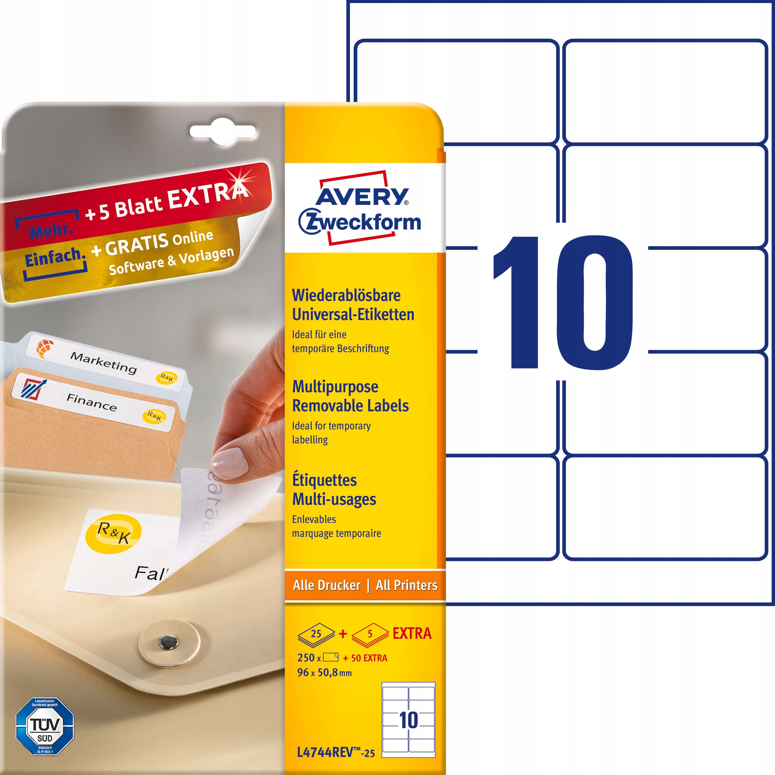 

Etykiety Usuwalne Avery 96x50,8mm L4744REV-25