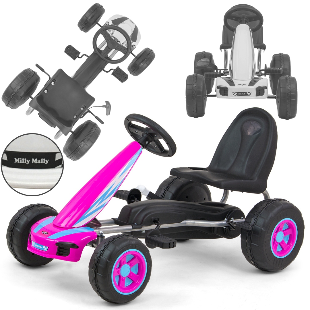 Gokart na pedały dla dzieci Viper Pink Milly Mally do 30kg hamulec ręczny