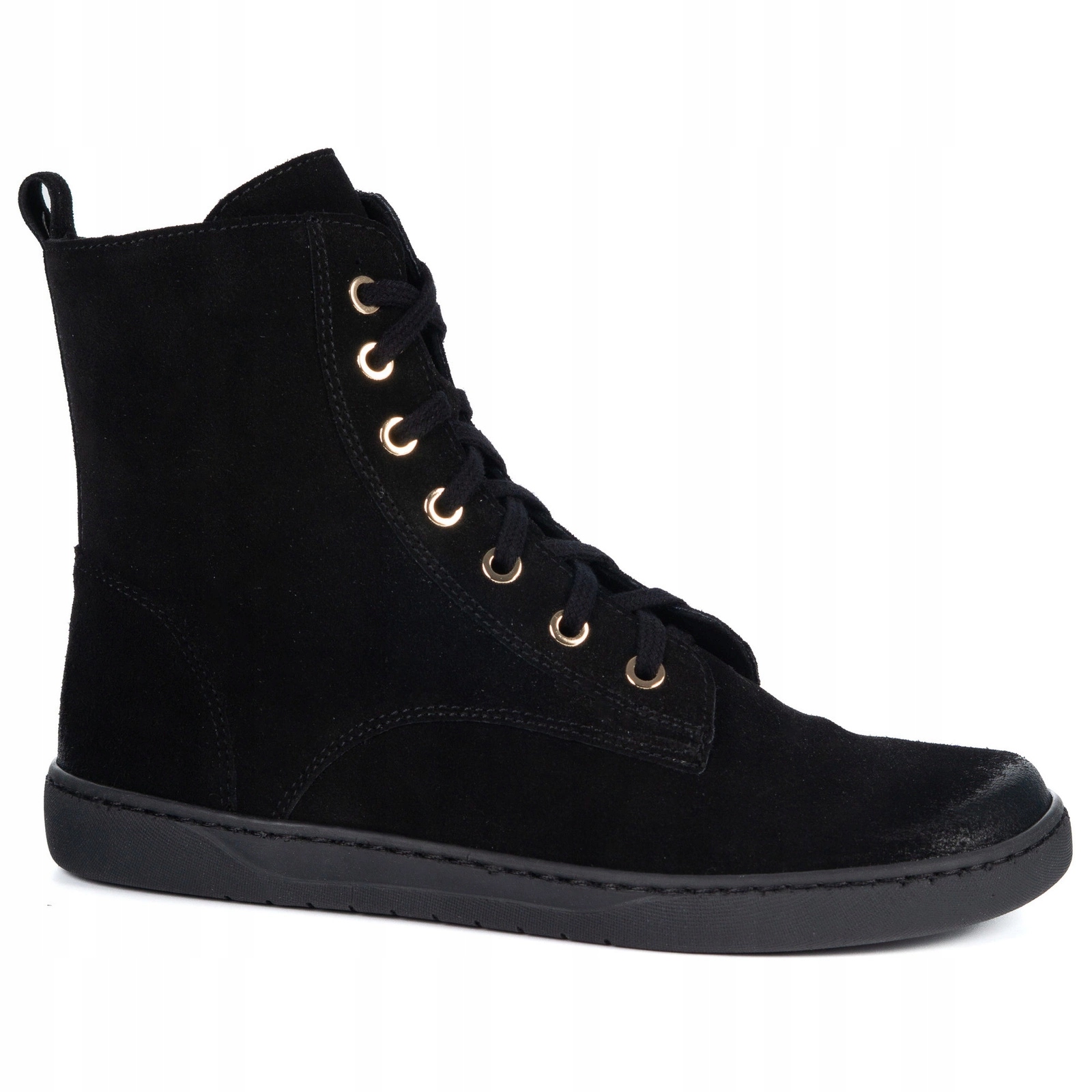 Dámské barefoot kožené semišové boty Liv 1303 černé, zateplené, velikost 42