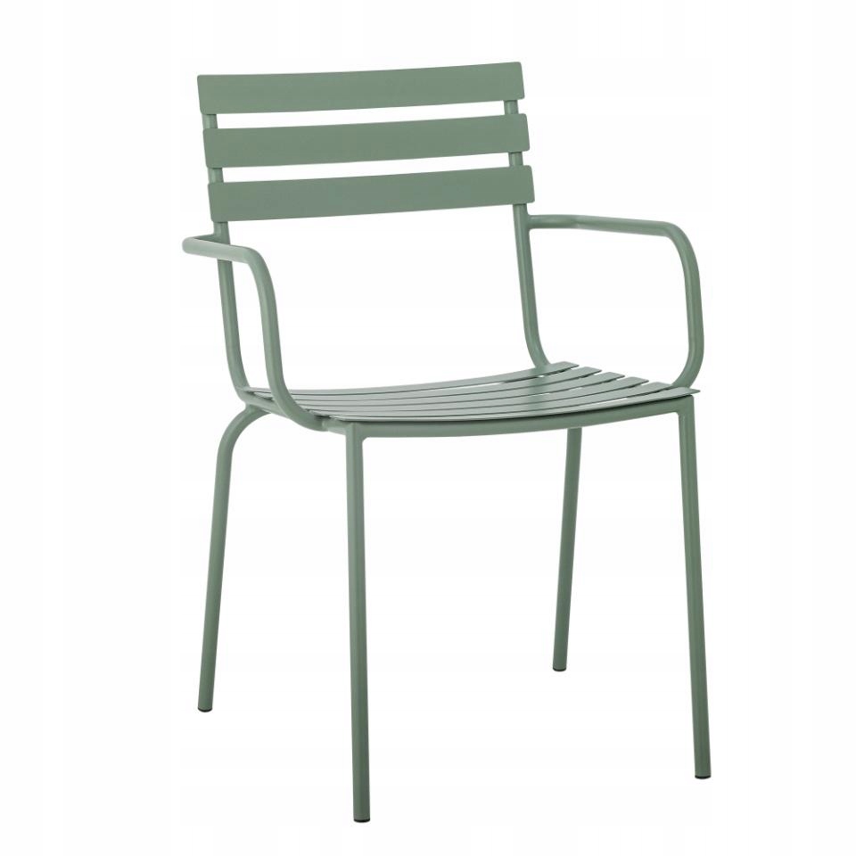 Bloomingville Monsi Záhradná stolička s lakťovou opierkou 4 ks kovová zelená