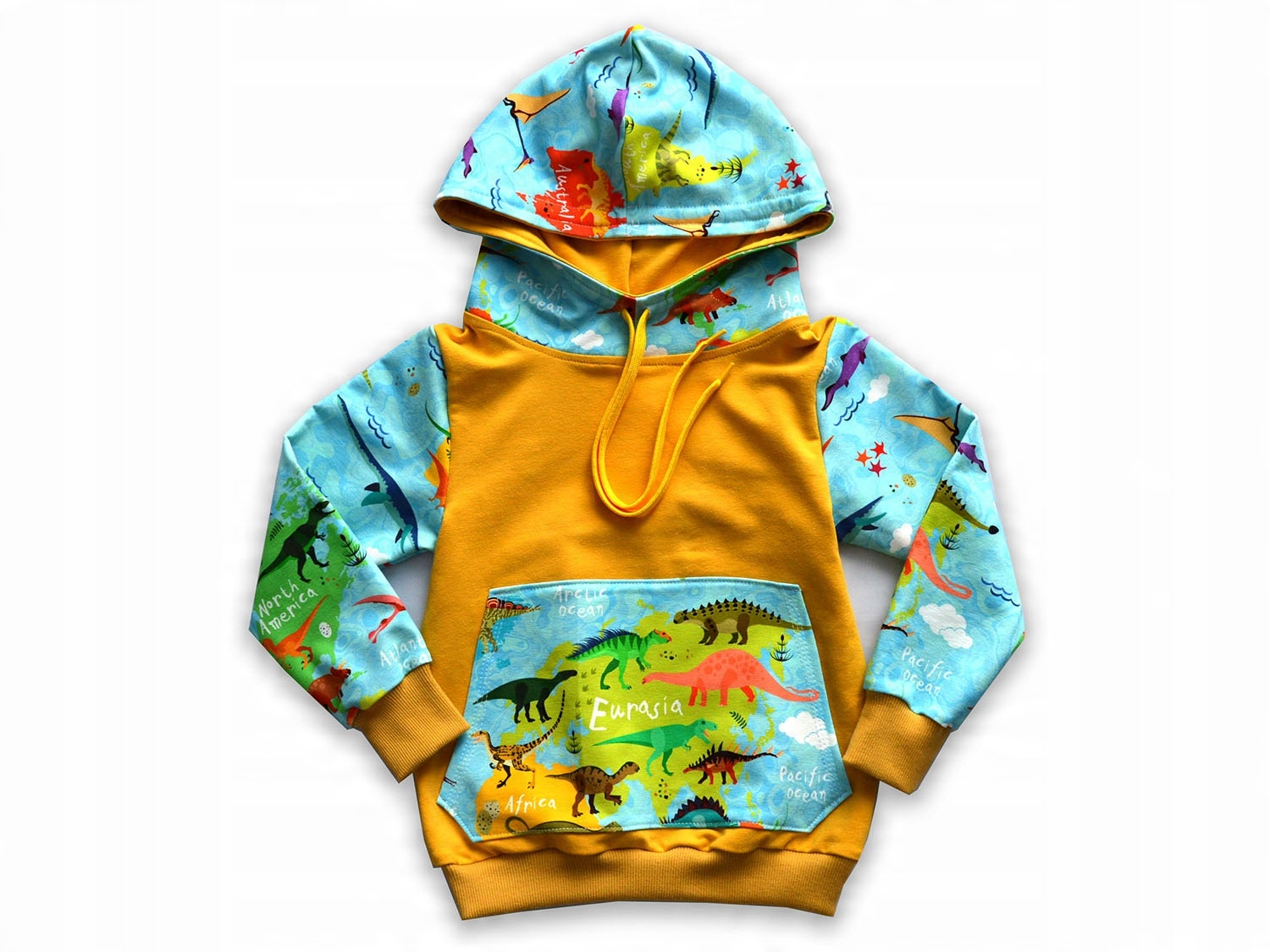 

104 bluza z kapturem bawełna brązowa Dino mapa