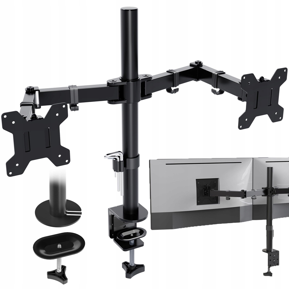 Univerzální Stolní Držák Pro Dva Monitory O Velikosti 13-30 Palců Do 8 Kg, Černý