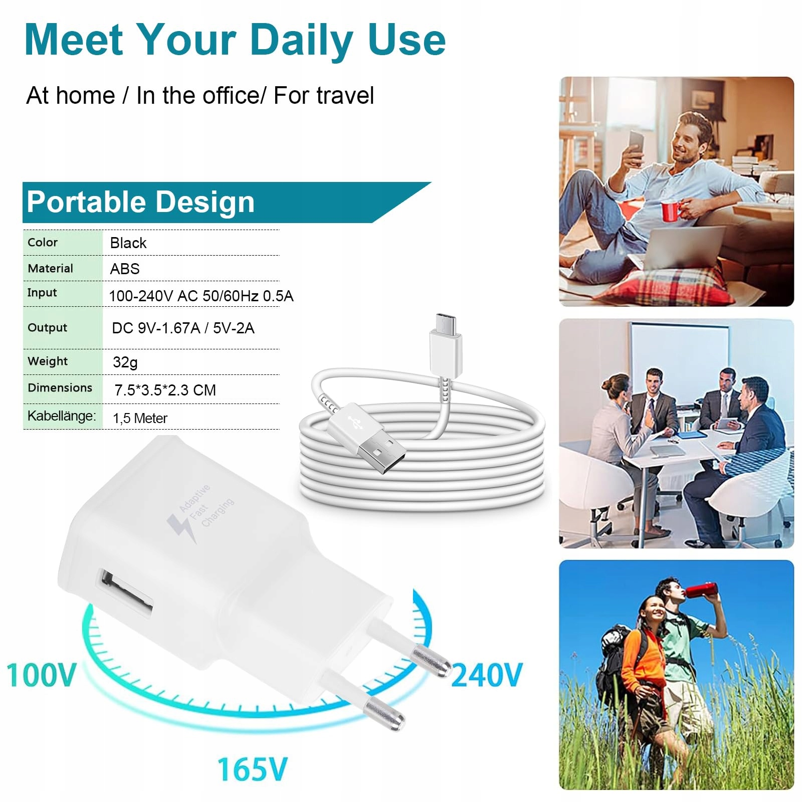 Sanronang Ładowarka USB C Szybkie Ładowanie Kabel 15M Galaxy A S M — miniatura 5