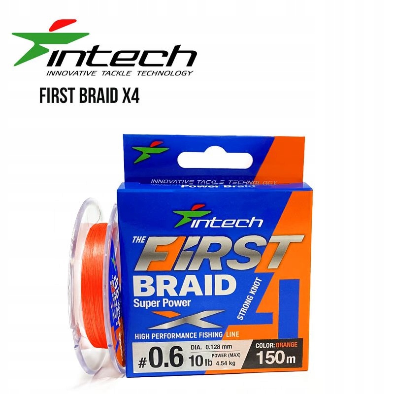 Żyłka pleciona Intech First Braid X4 #0.3/0.09mm/6lb/2.72kg 150m Orange
