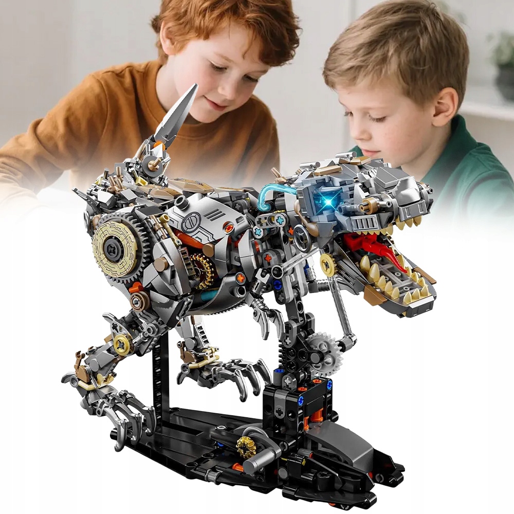 Klocki Dinozaur Mechaniczny 1268PCS T Rex Ruchoma Szczęka Led Klocków
