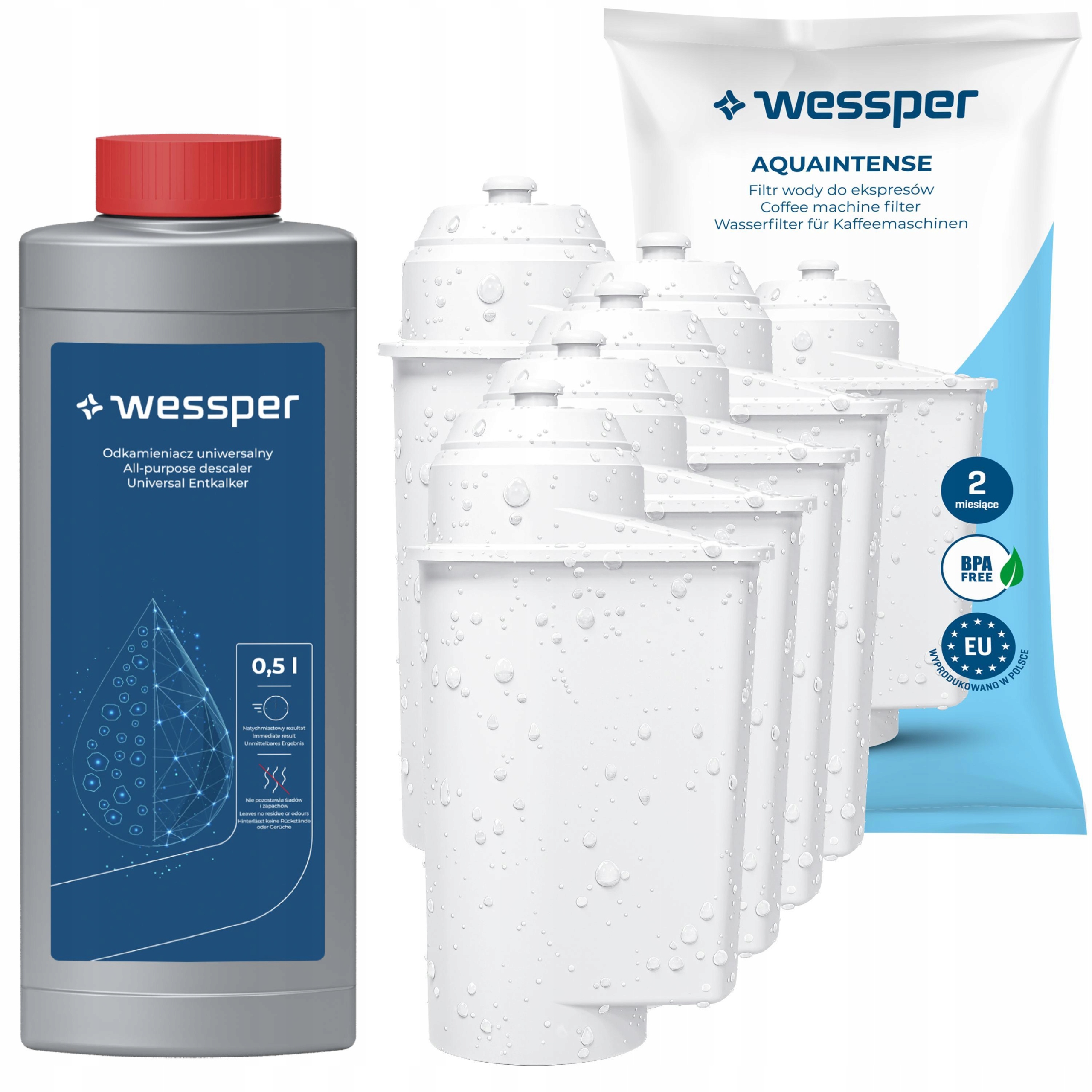 Zestaw Wessper: 5x filtr wody do ekspresu Siemens Eq Series odkamieniacz