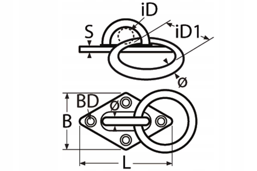 UCHO POKŁADOWE ZACZEP NIERDZEWNY 5MM 60X36MM INOX Model INOX