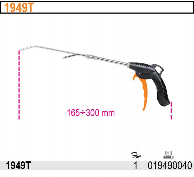 BETA PISTOLET DO PRZEDMUCHIWANIA Z DYSZĄ TELESKOPOWĄ MODEL 1949T L 165 - 30 Kod producenta 1949t