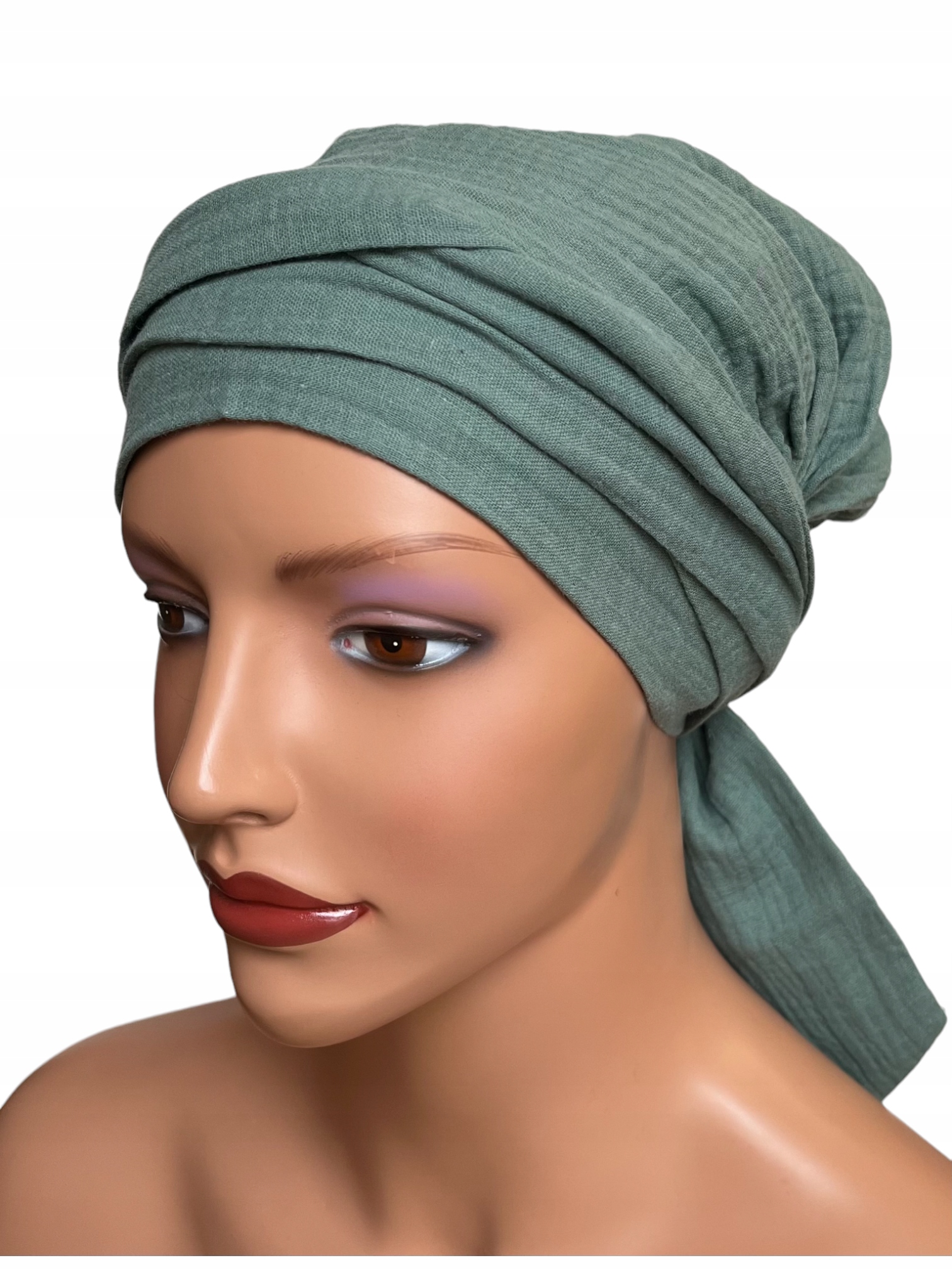 Turban damski Lara 022 z muślinu chusta bez wzoru także po chemioterapii
