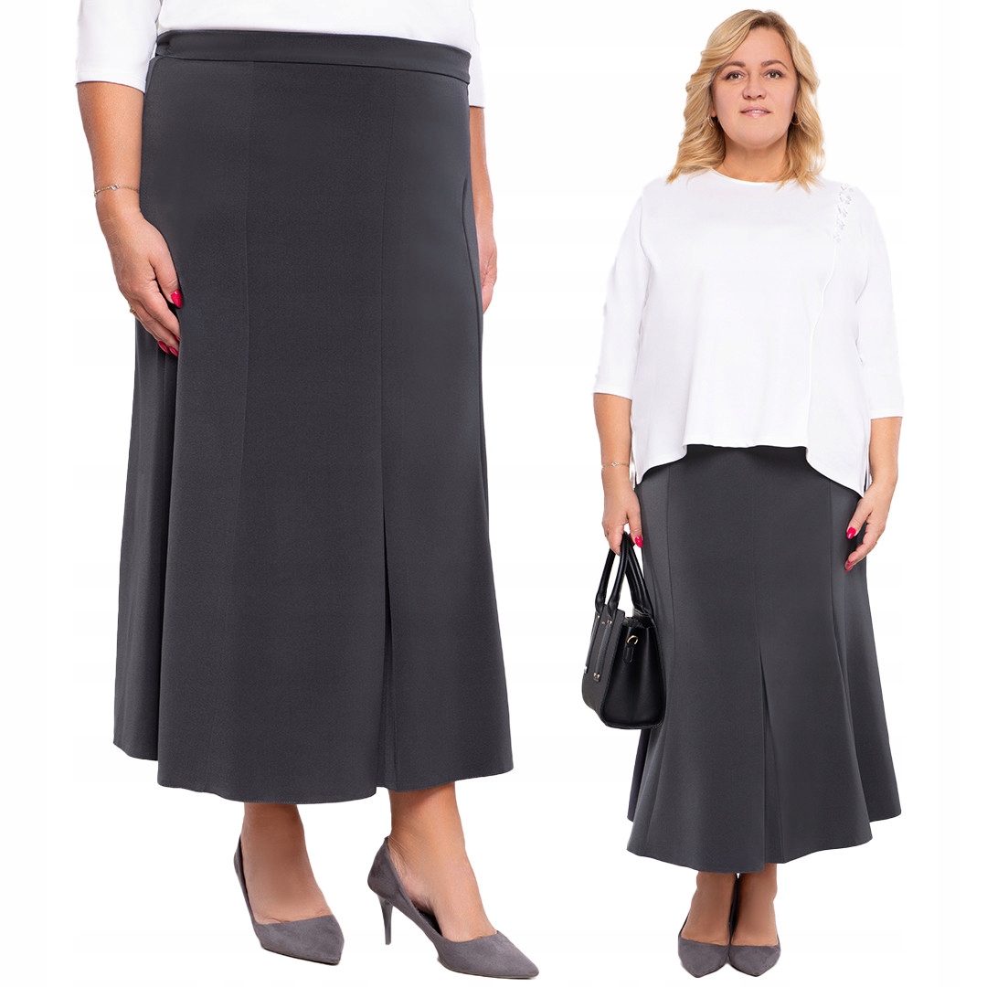 Šedá sukně s rozparky 50