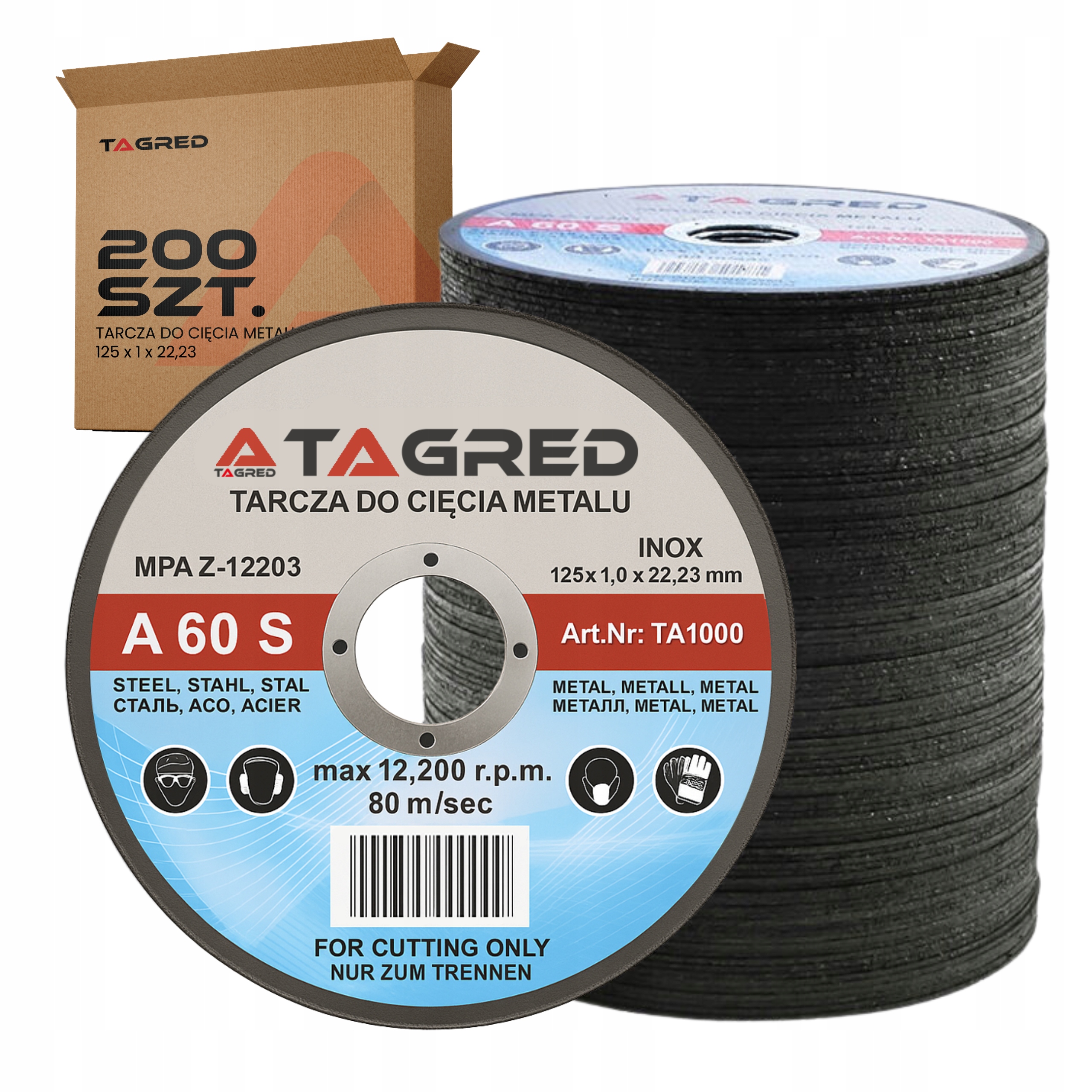 Tarcza Do Metalu Do Cięcia Aluminium Mocne 125mm x 1mm Inox Zestaw 200szt