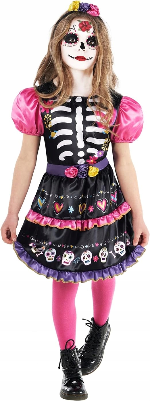 KOSTIUM STRÓJ KOŚCIOTRUP SZKIELETORKA KARNAWAŁOWY HALLOWEEN 92-104