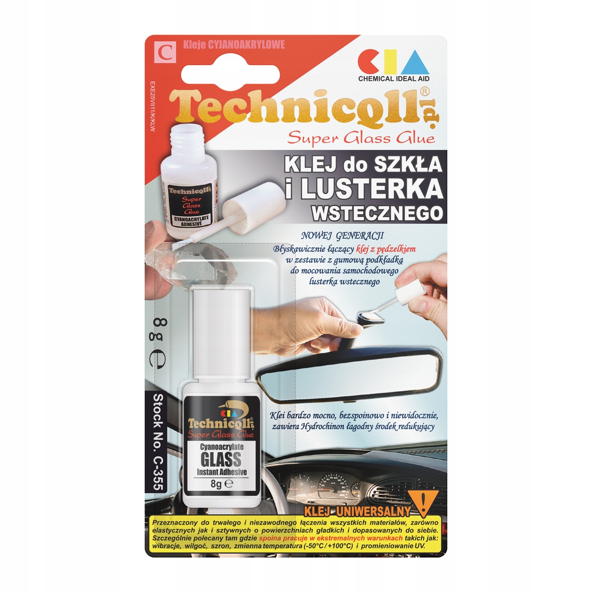 Technioll Klej Do Szkła I Lusterka Wstecznego 8g
