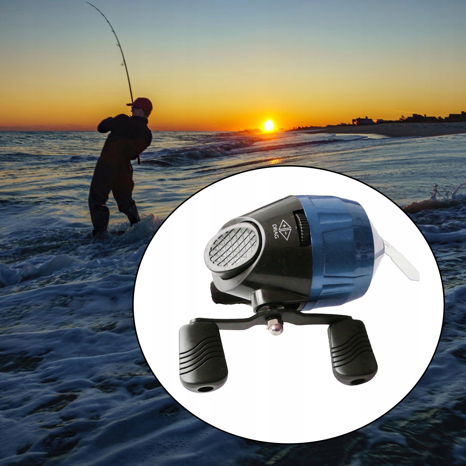 Fishing Reel, with Fishing Line Push Button Design Blue Single Handle Waga 133 g