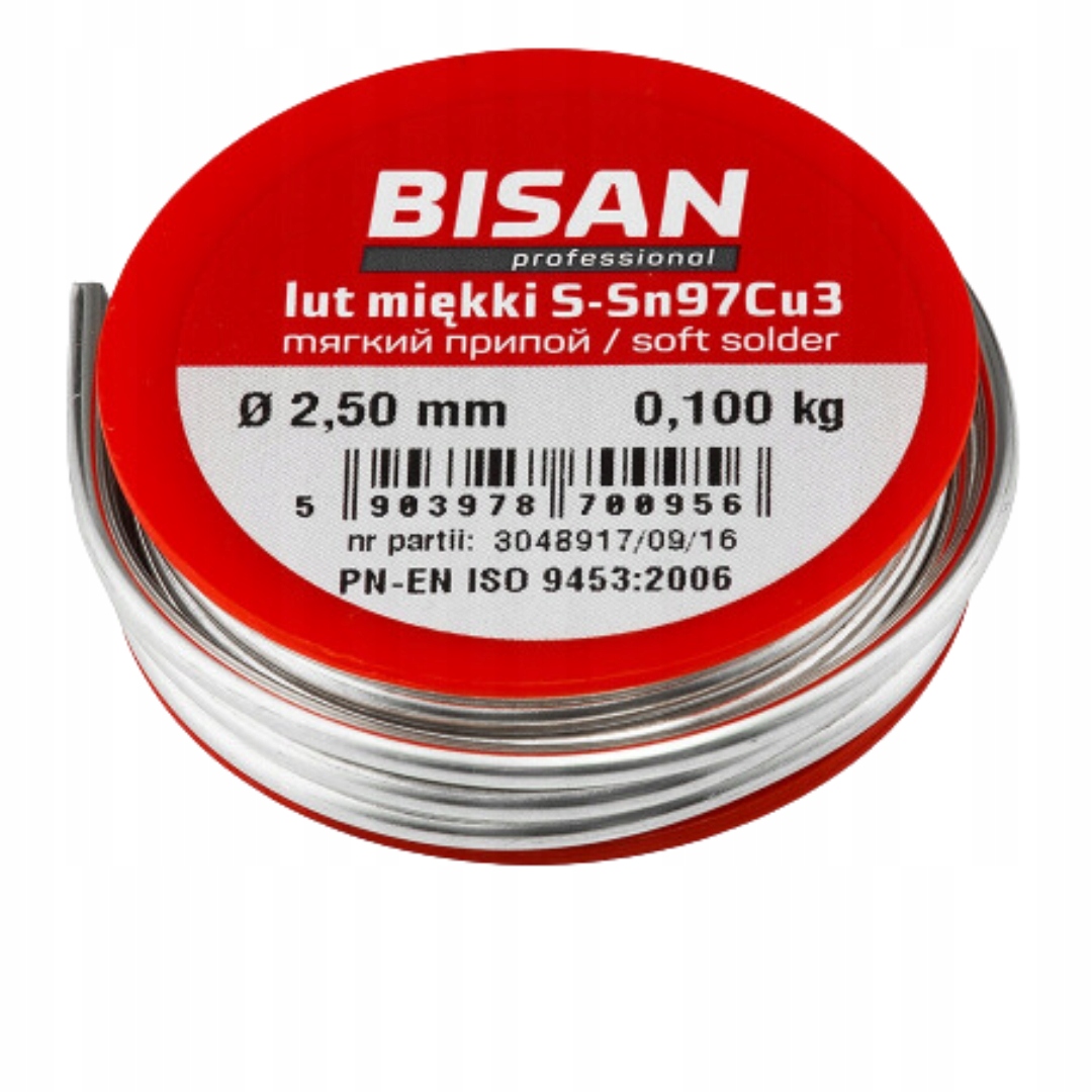 LUT MIĘKKI CYNA DO LUTOWANIA LUTU MIĘKKIEGO 2.5mm SZPULKA 100g Z TOPNIKIEM Stan opakowania oryginalne