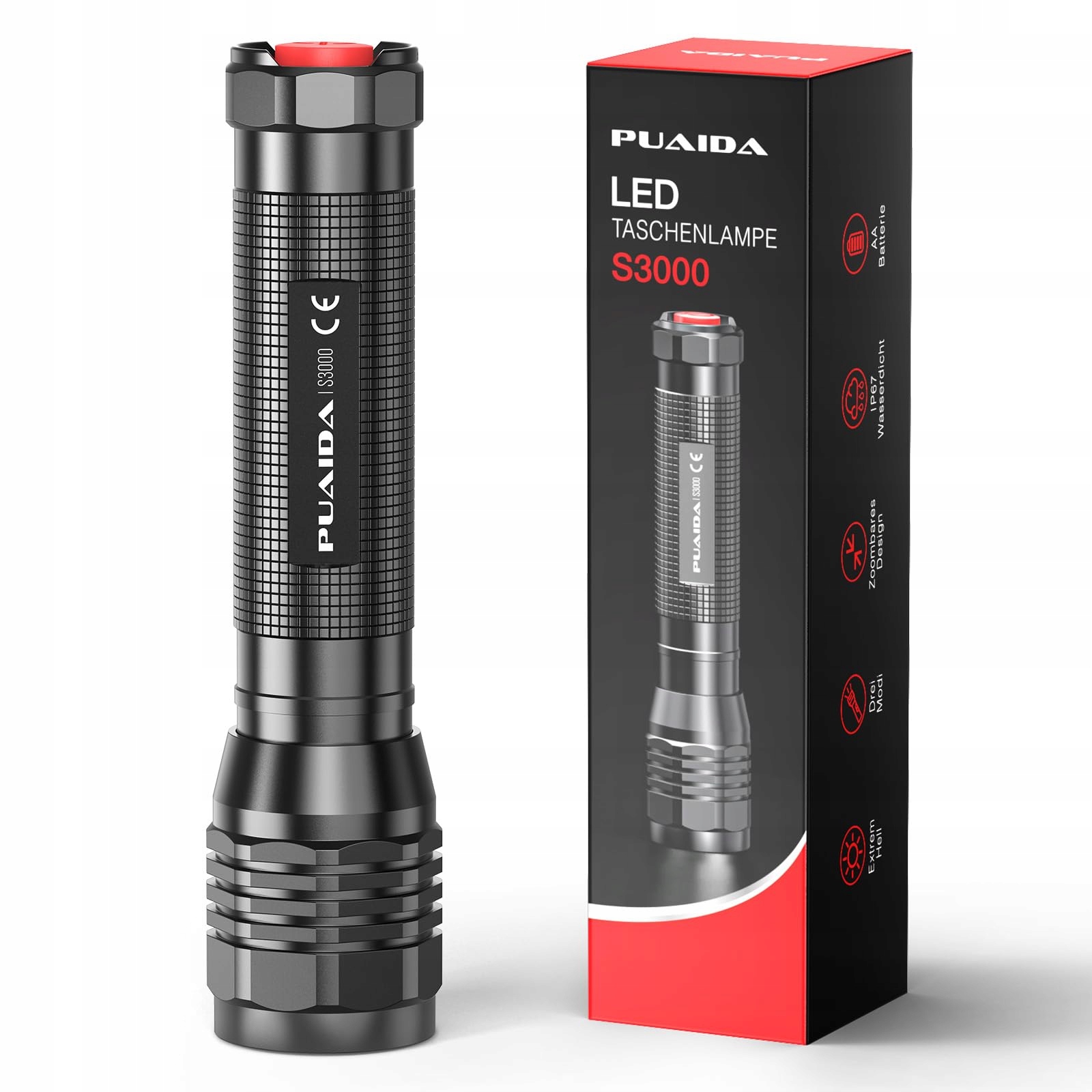 Puaida Latarka Led S3000 5000 Lumen IP67 Wodoodporna Camping Outdoor