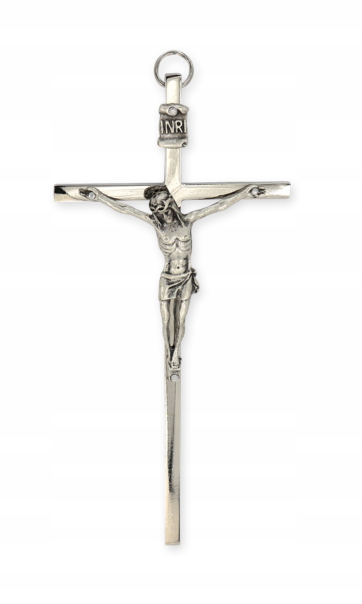 

Metalowy Srebrny Krzyż Na Ścianę 17 CM Wiszący