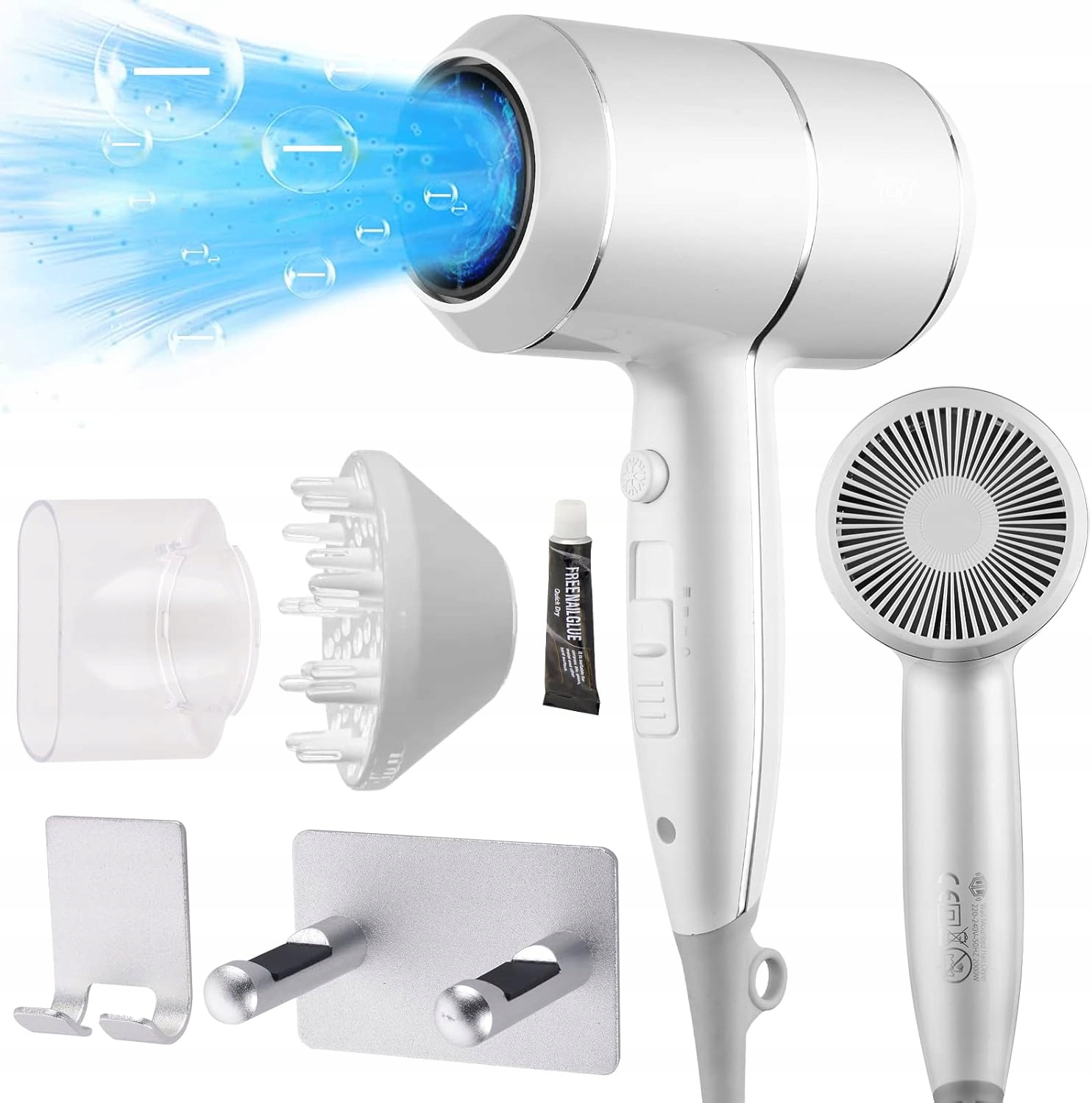 Sušička vlasov Ionizácia 2000 W Difuzér Nástenný držiak bez Ql vŕtania