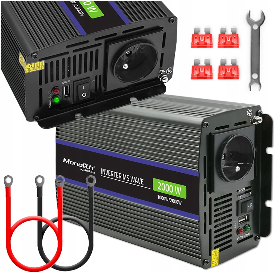 SAMOCHODOWA PRZETWORNICA NAPIĘCIA 2000 MS WAVE 12V/230V 1000W/2000W USB