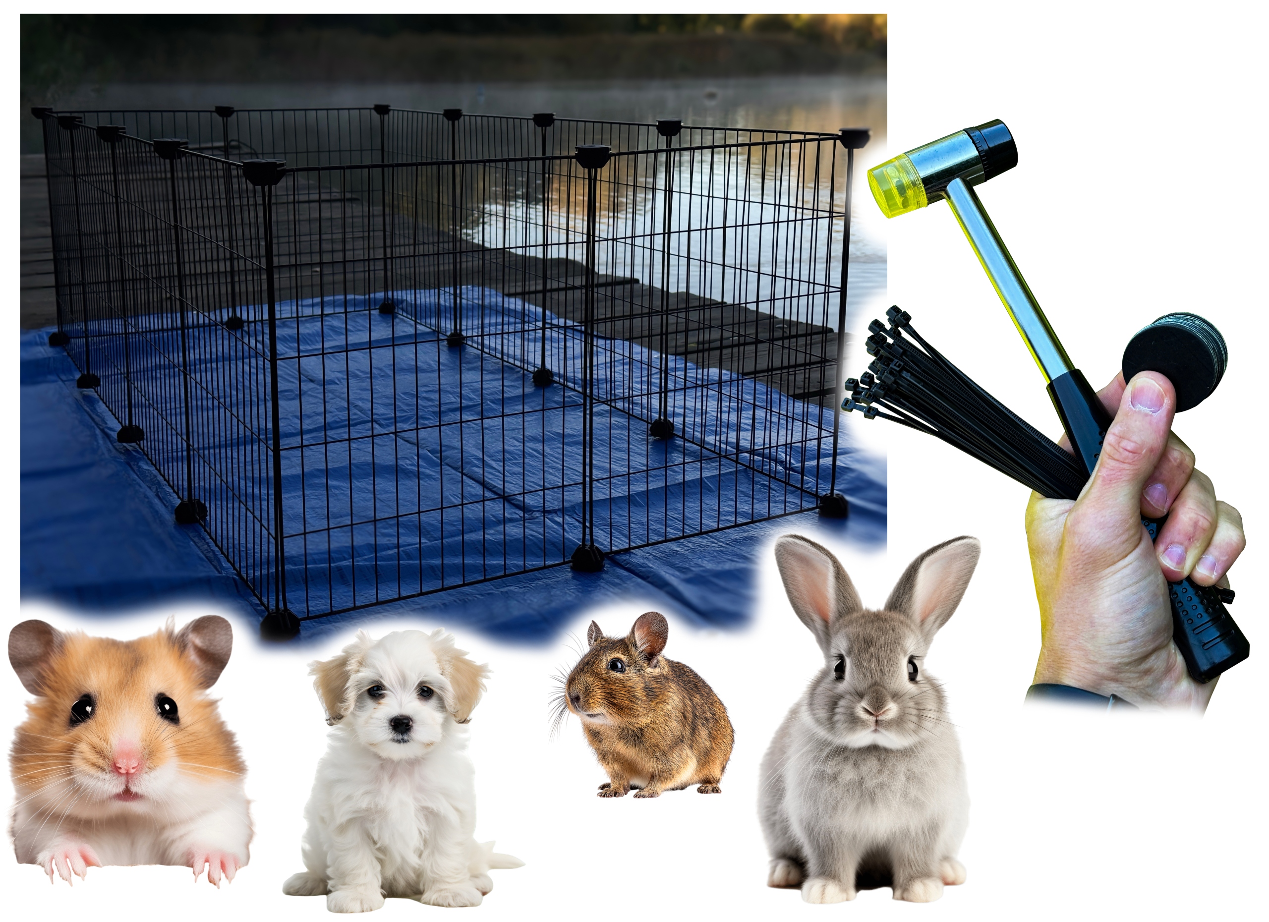 Set XXL Klec pro králíka a hlodavce montážní příslušenství Ochranná Podložka