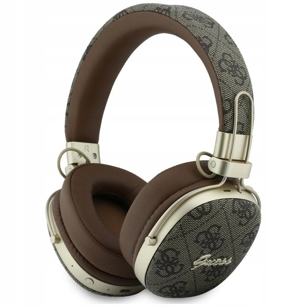 Sluchátka do uší Guess Bluetooth Enc Metal 4G Script Logo hnědá