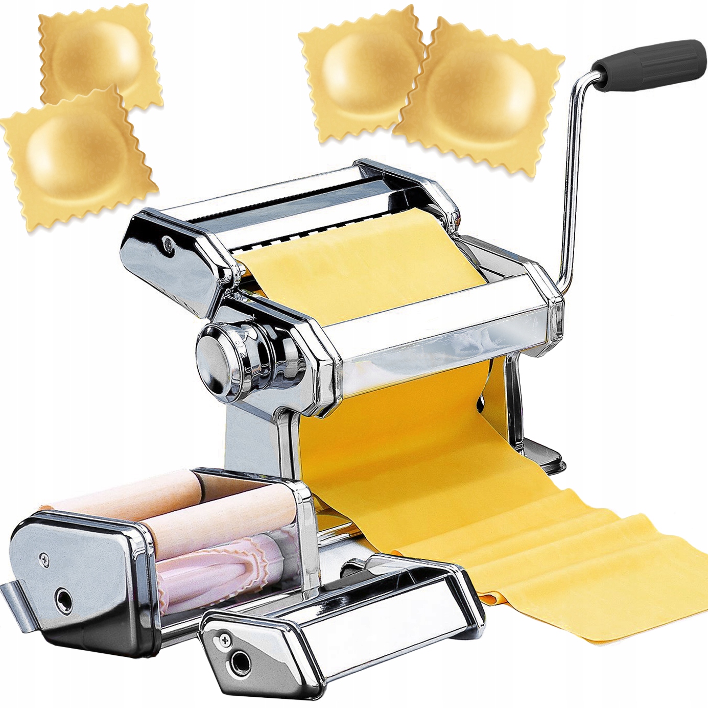 Ruční strojek na těstoviny Ravioli Dorty Nerezová ocel 7v1 XXL sada