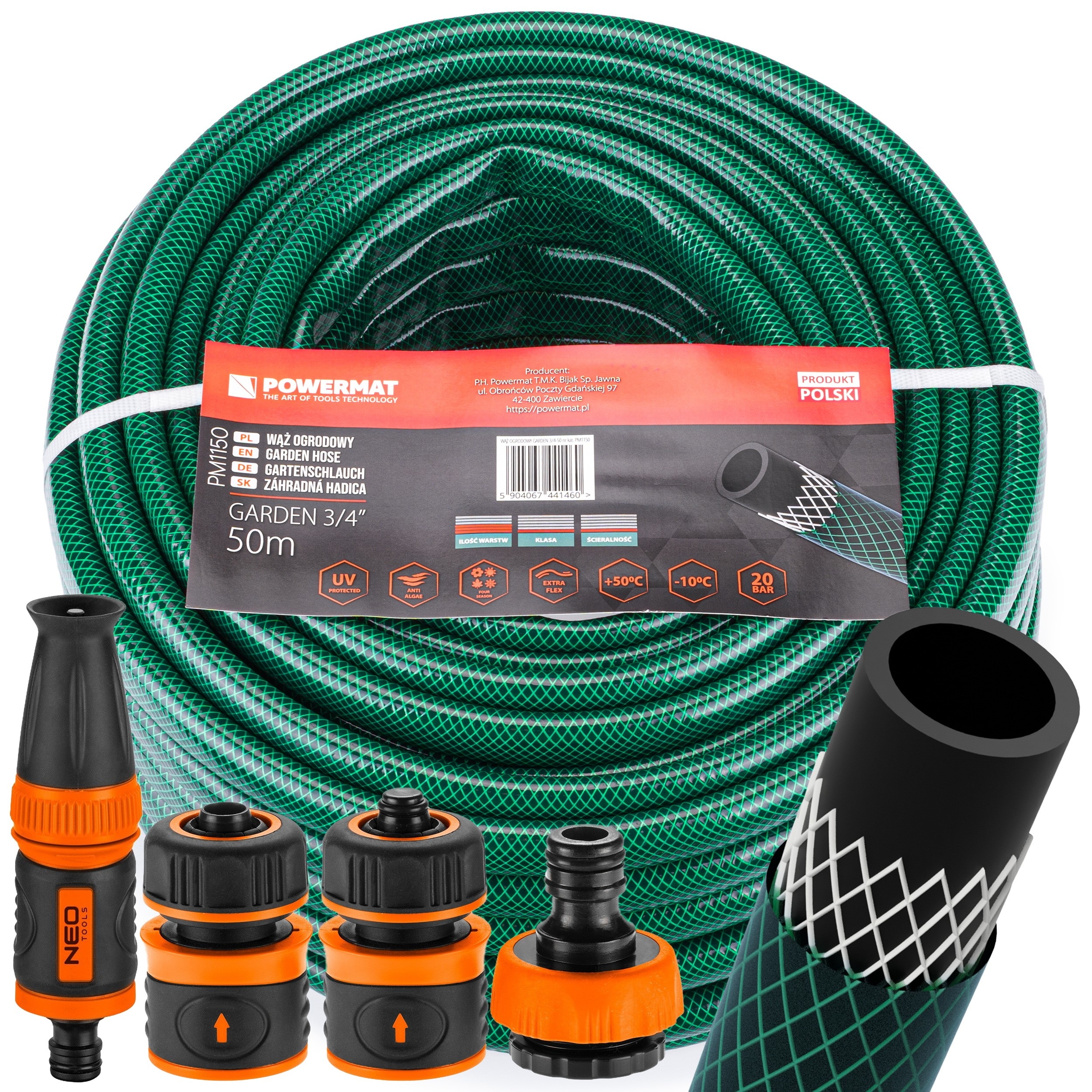 

Wąż Ogrodowy Do Wody 3/4'' 50m 20 Bar Złączki Neo