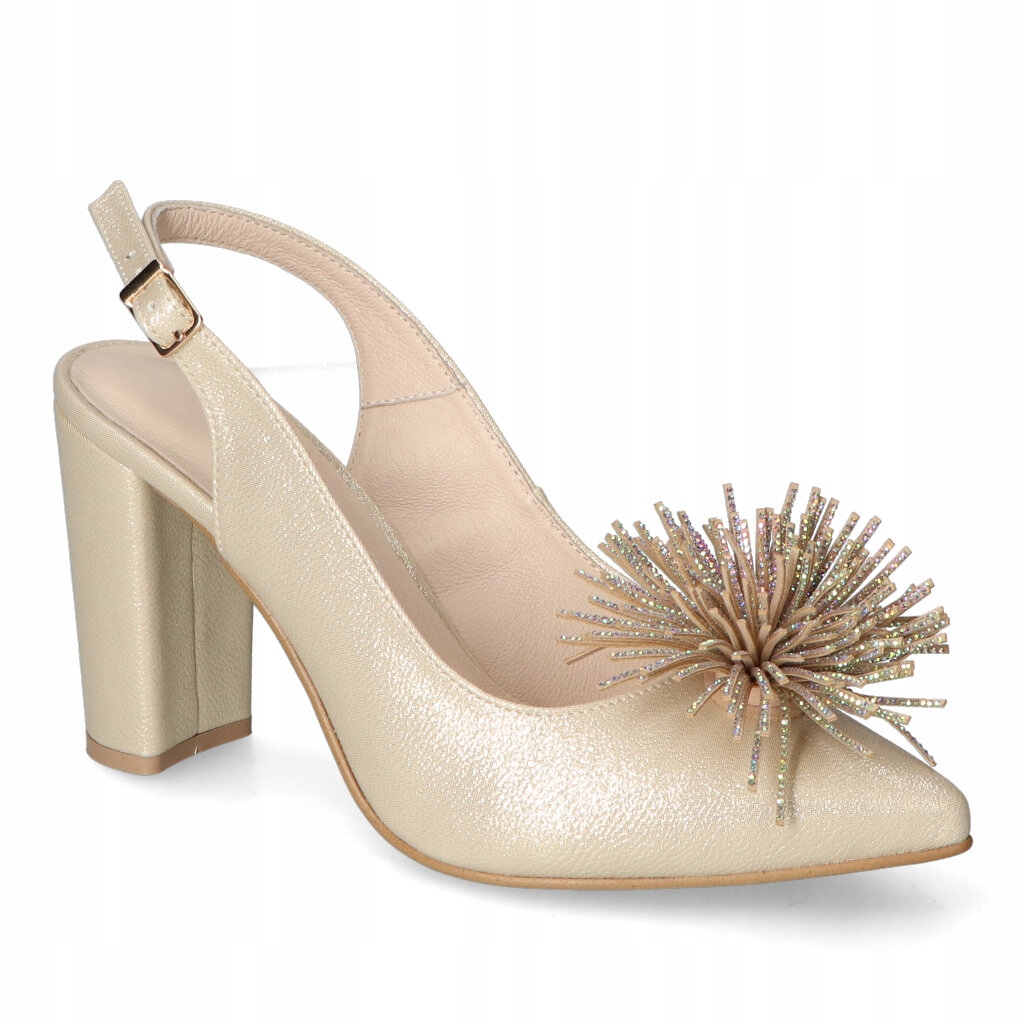 Sandály Na Podpatku Sloupek Boccato 1002 Zlaté Sklo 09 S Ozdobou 35