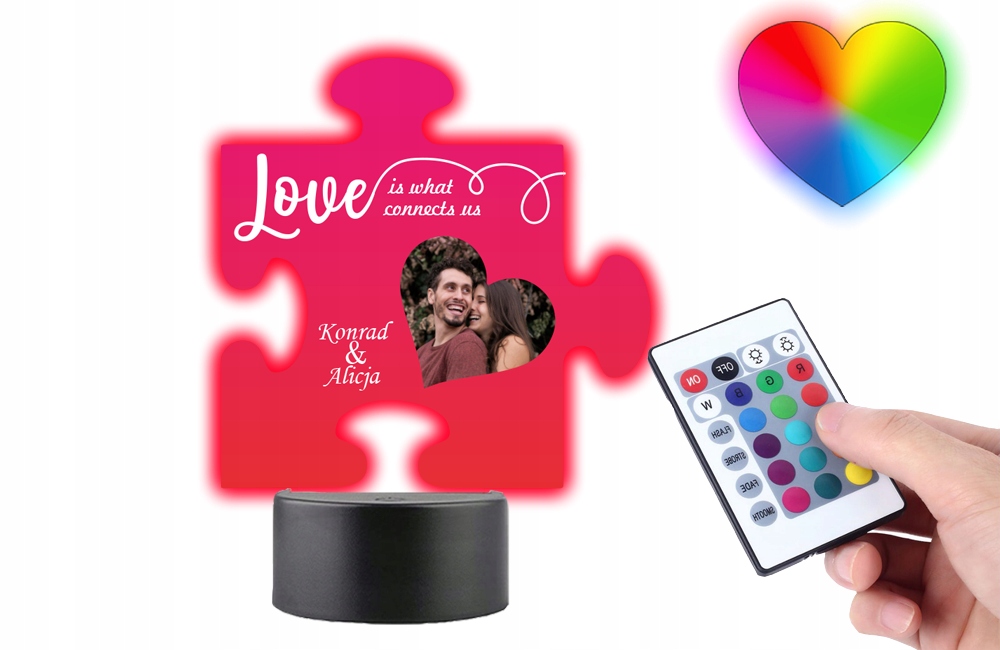 Statuetka LED na Walentynki Twoje Zdjęcie Plexido