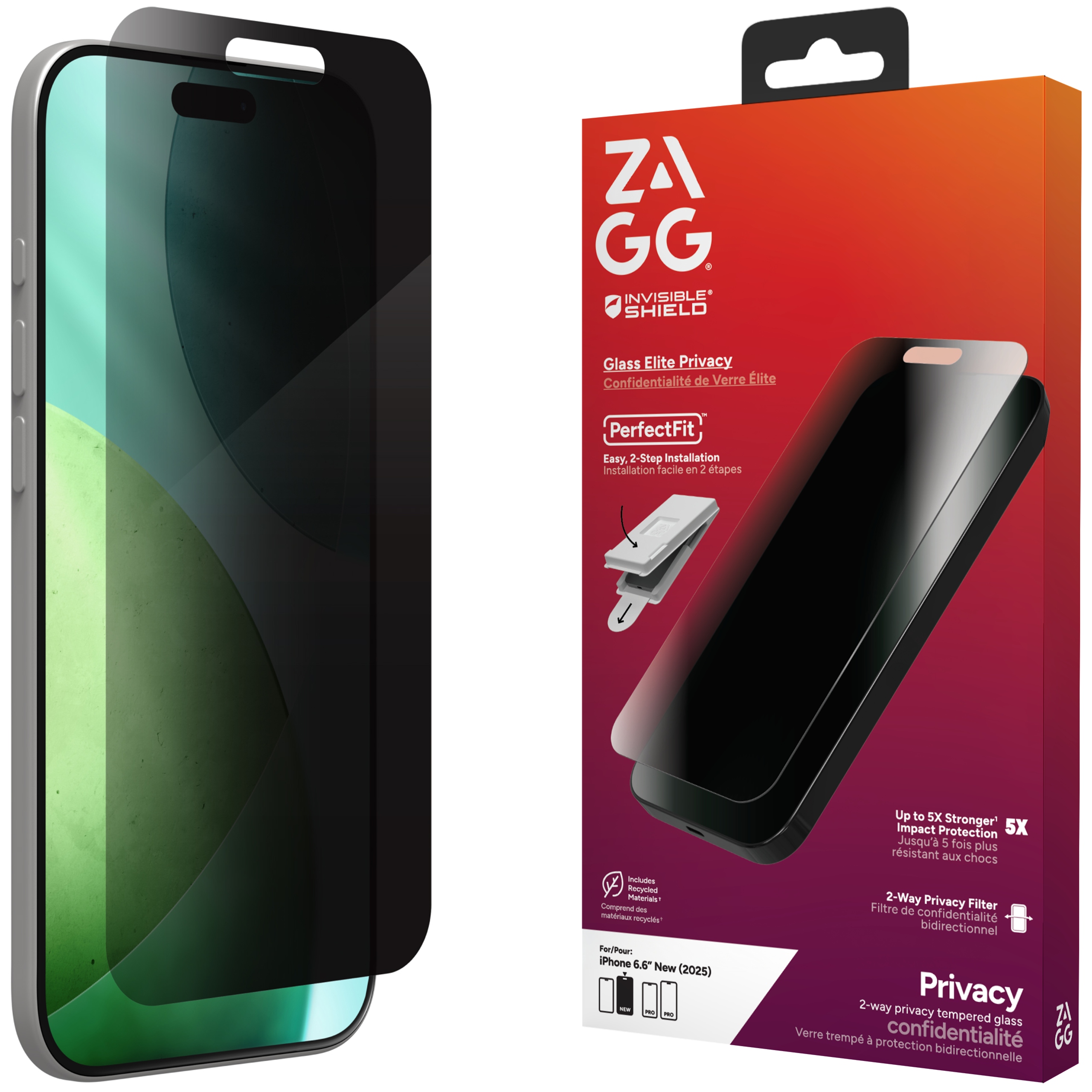 Zagg Glass Elite Privacy Sklo S Privátním Filtrem na displej pro iPhone Air