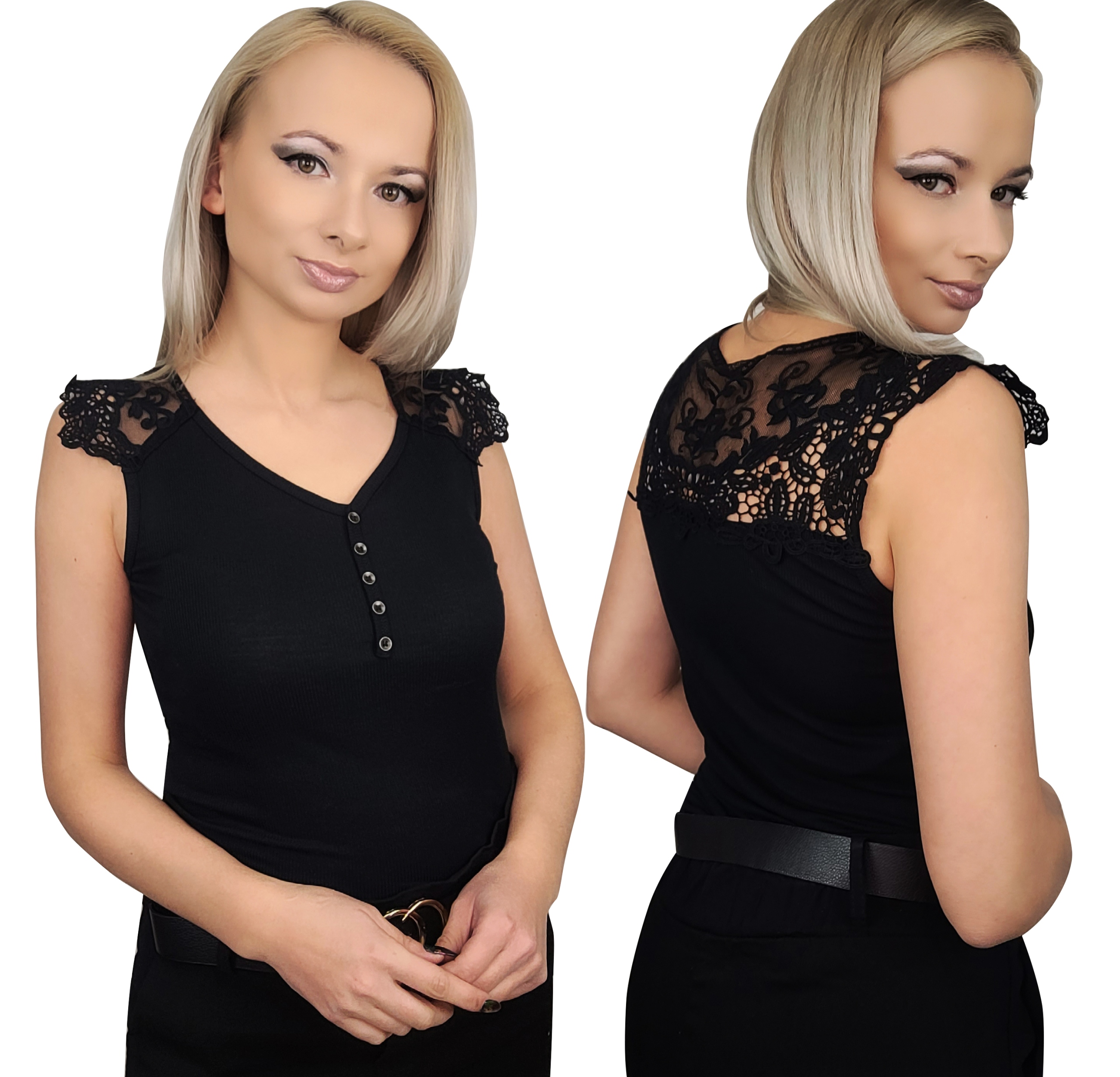 

4 Top koronkowy bluzka koronka wiskoza Uni